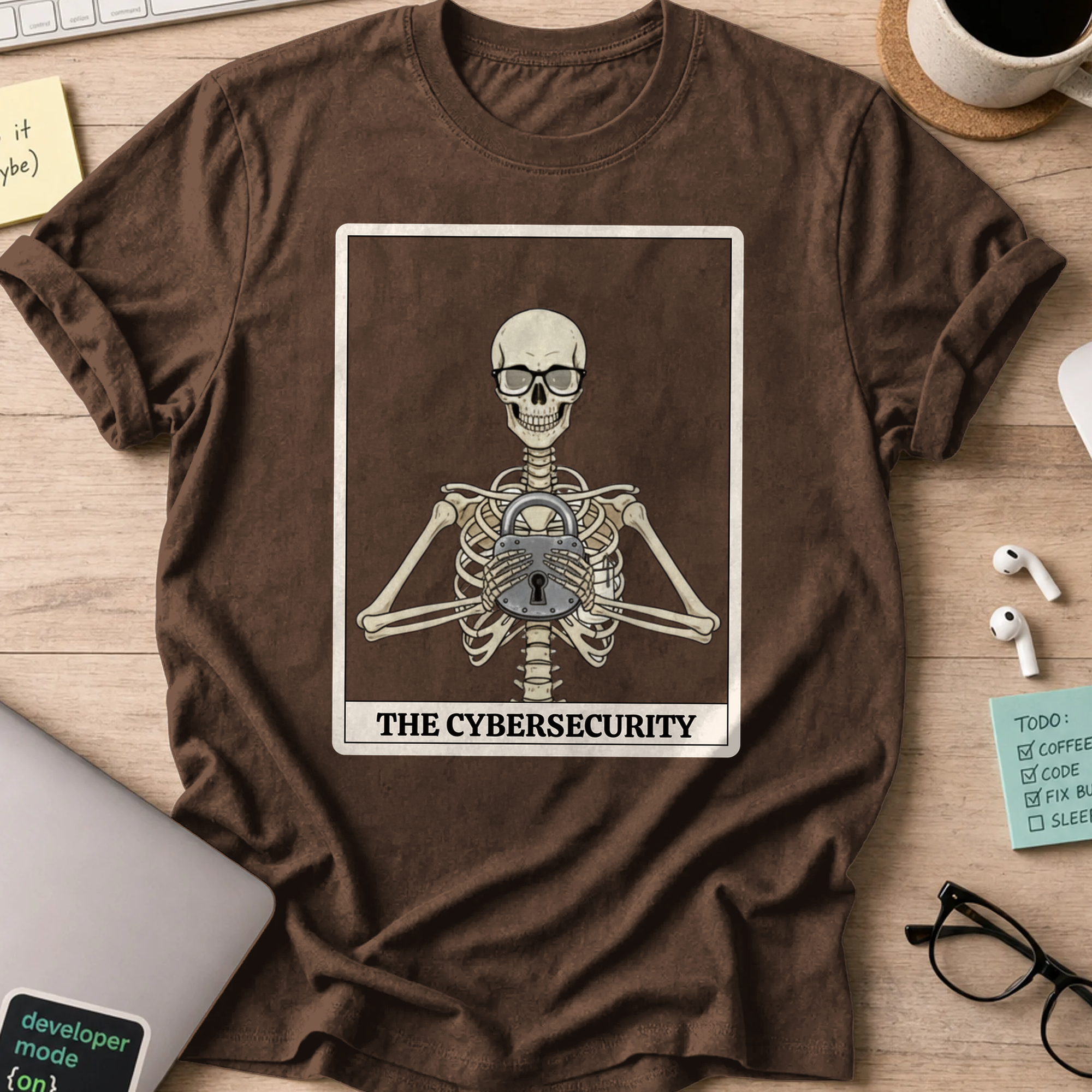 skeleton cybersecurity shirt - Dark Chocolate