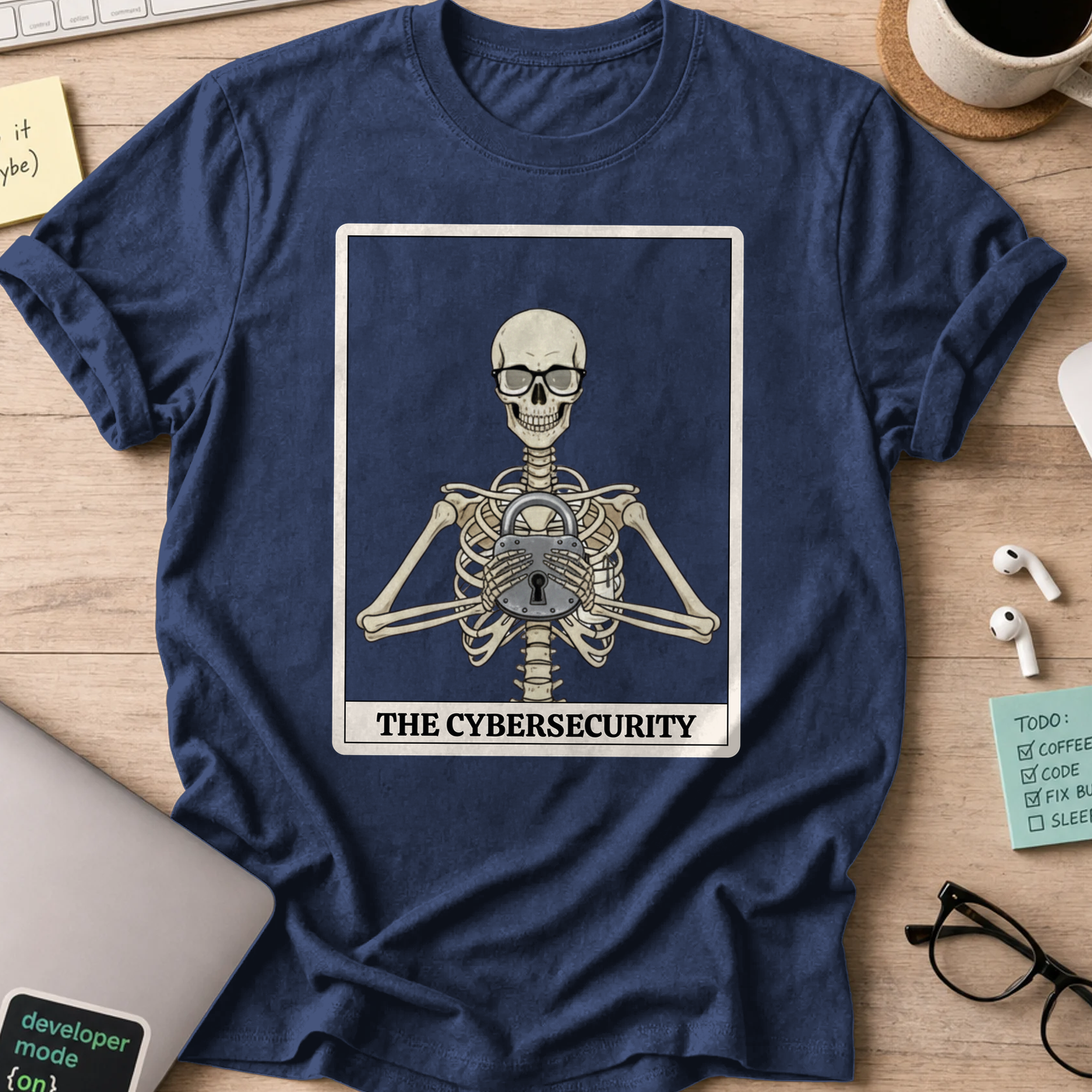 skeleton cybersecurity shirt - Navy