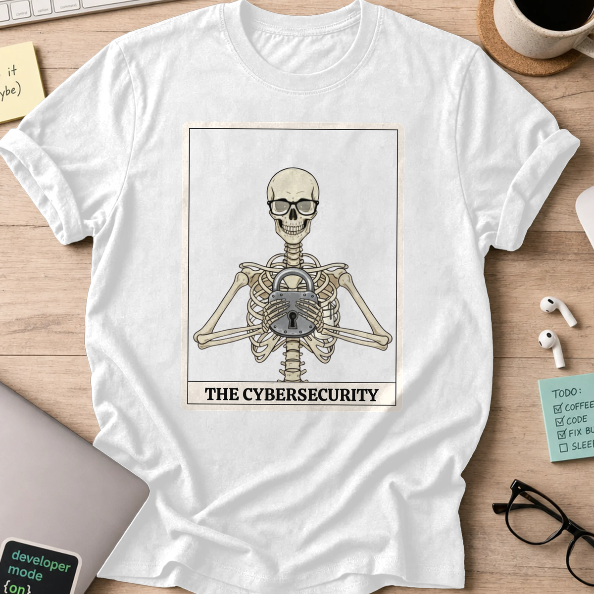 skeleton cybersecurity shirt - White