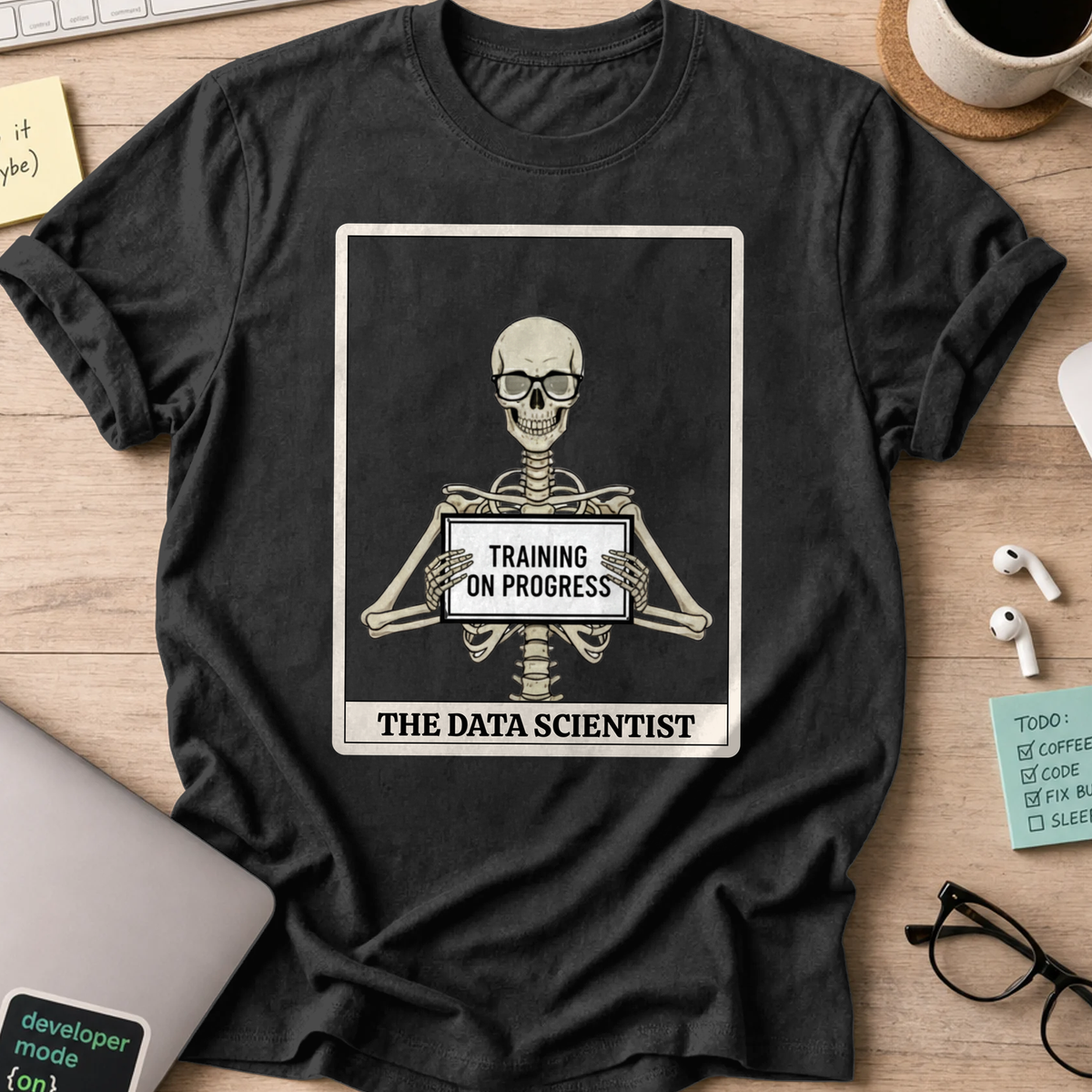 skeleton data scientist shirt - Black