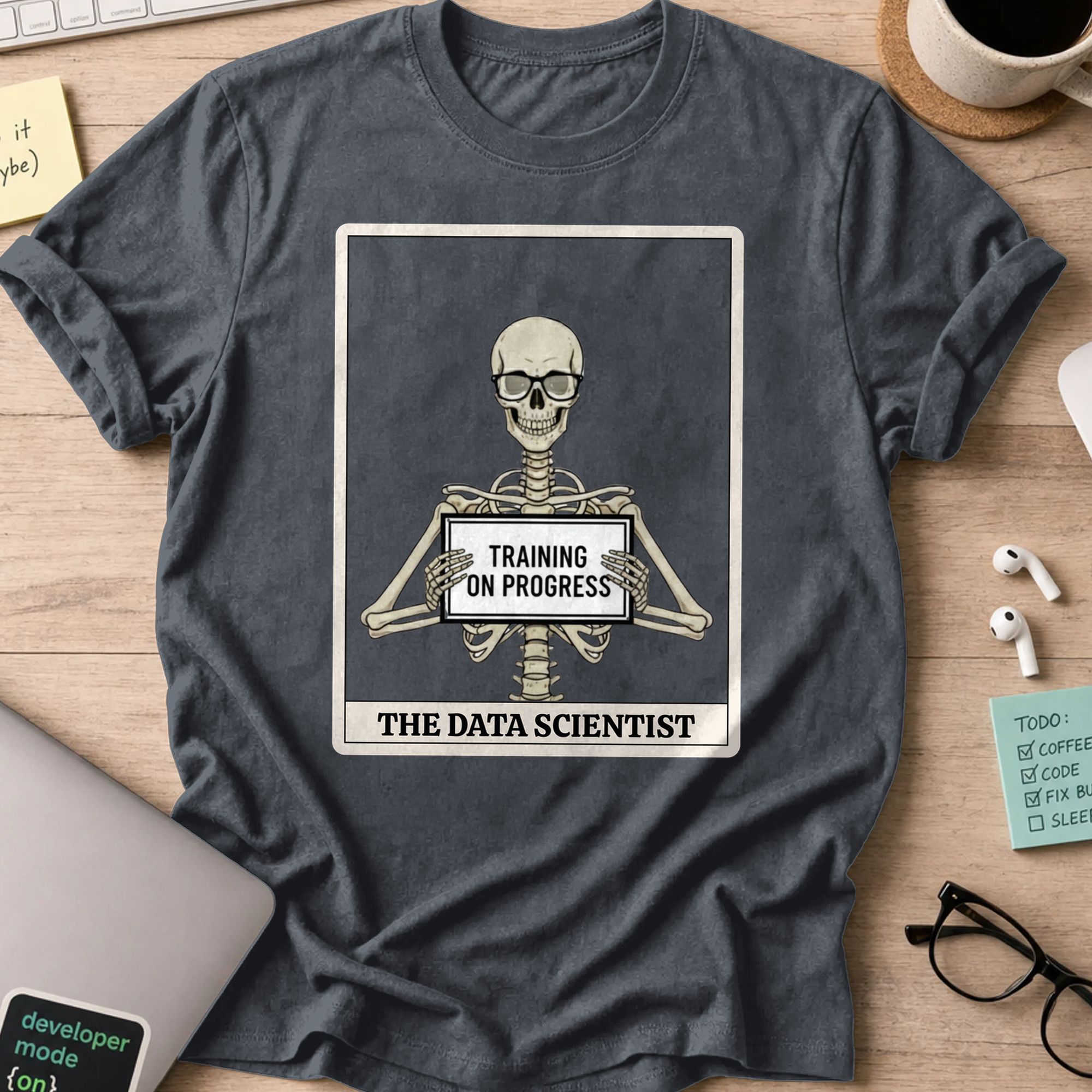 skeleton data scientist shirt - Dark Heather