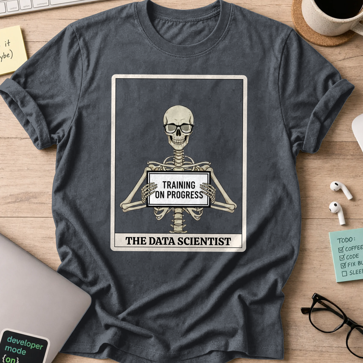 skeleton data scientist shirt - Dark Heather