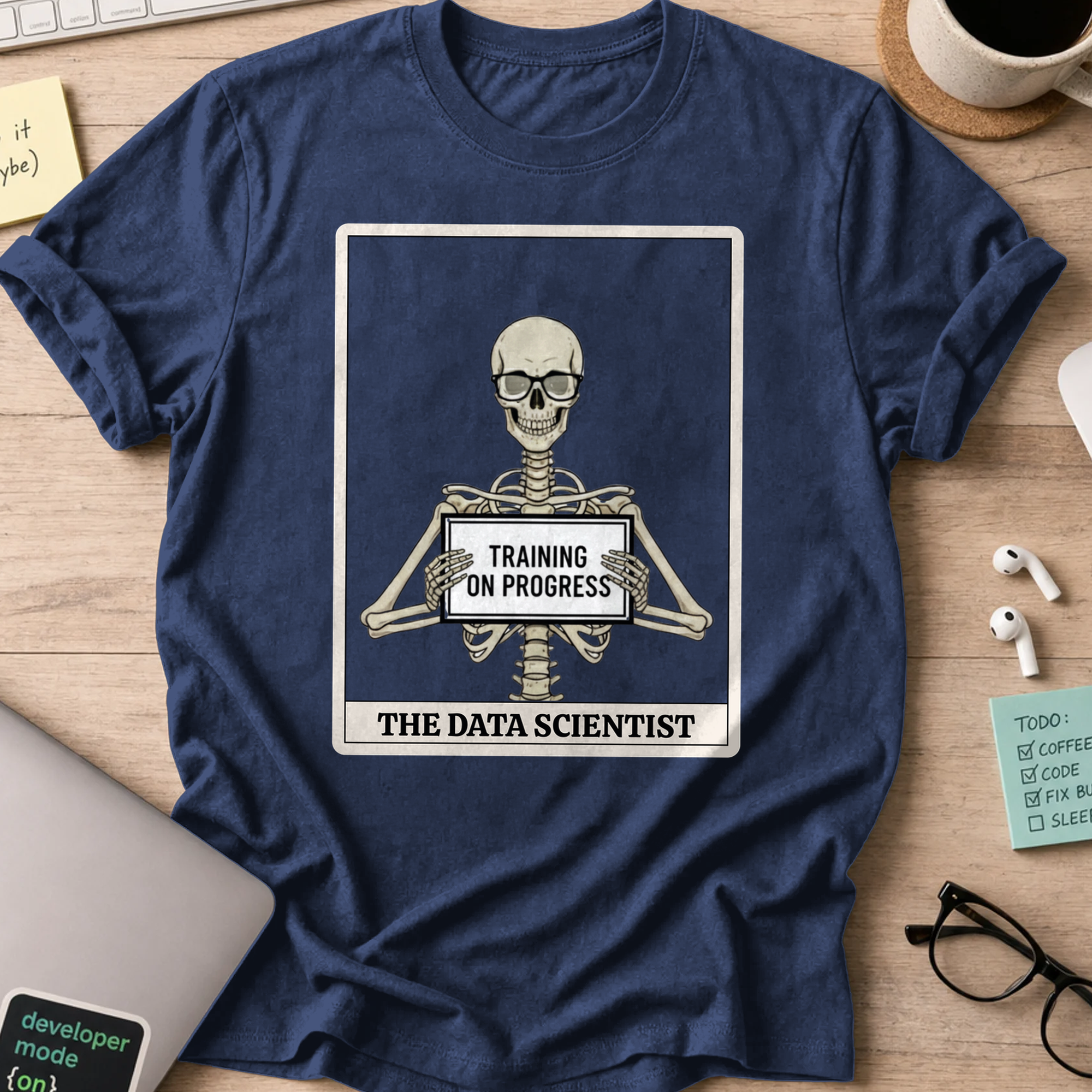 skeleton data scientist shirt - Navy