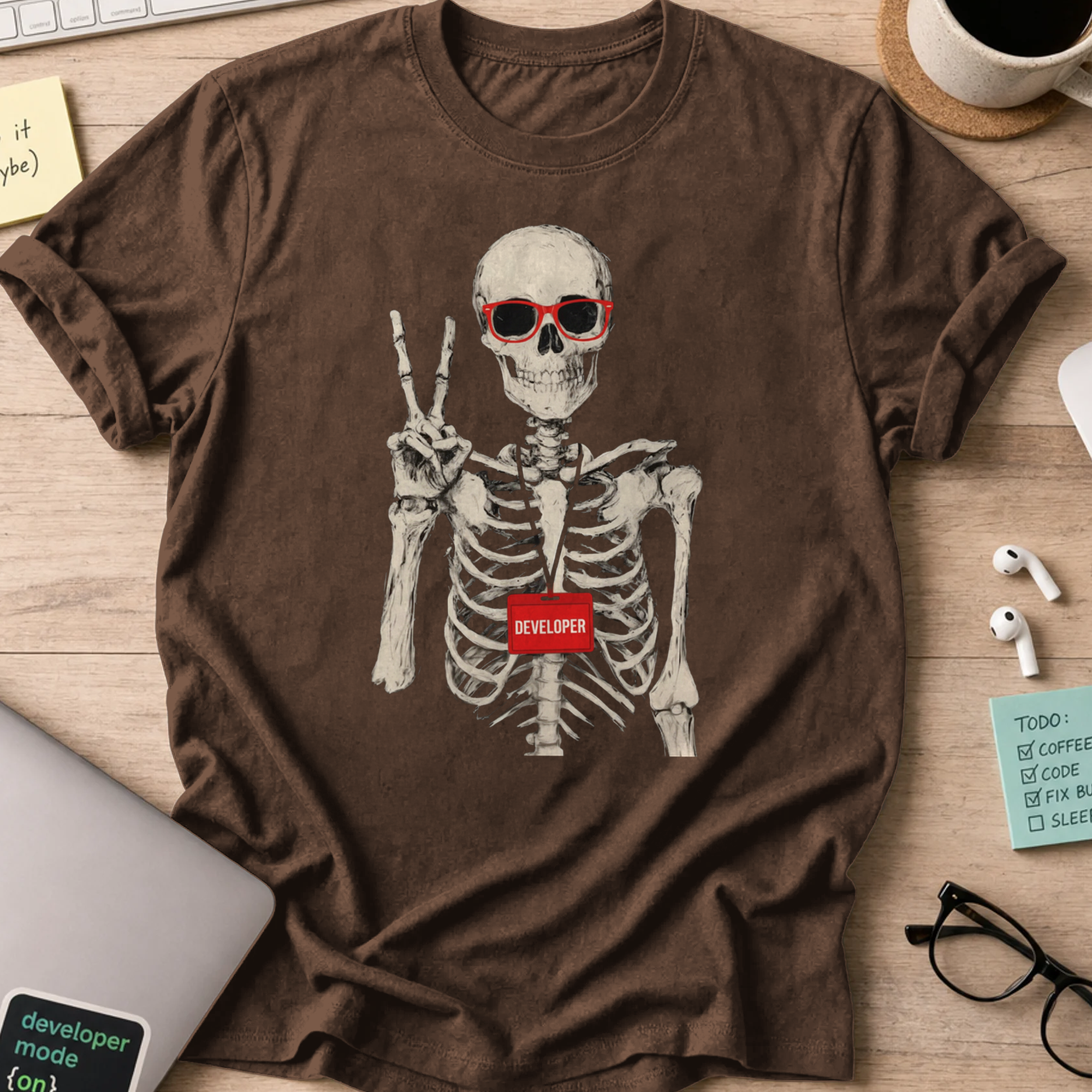 skeleton developer shirt - Dark Chocolate
