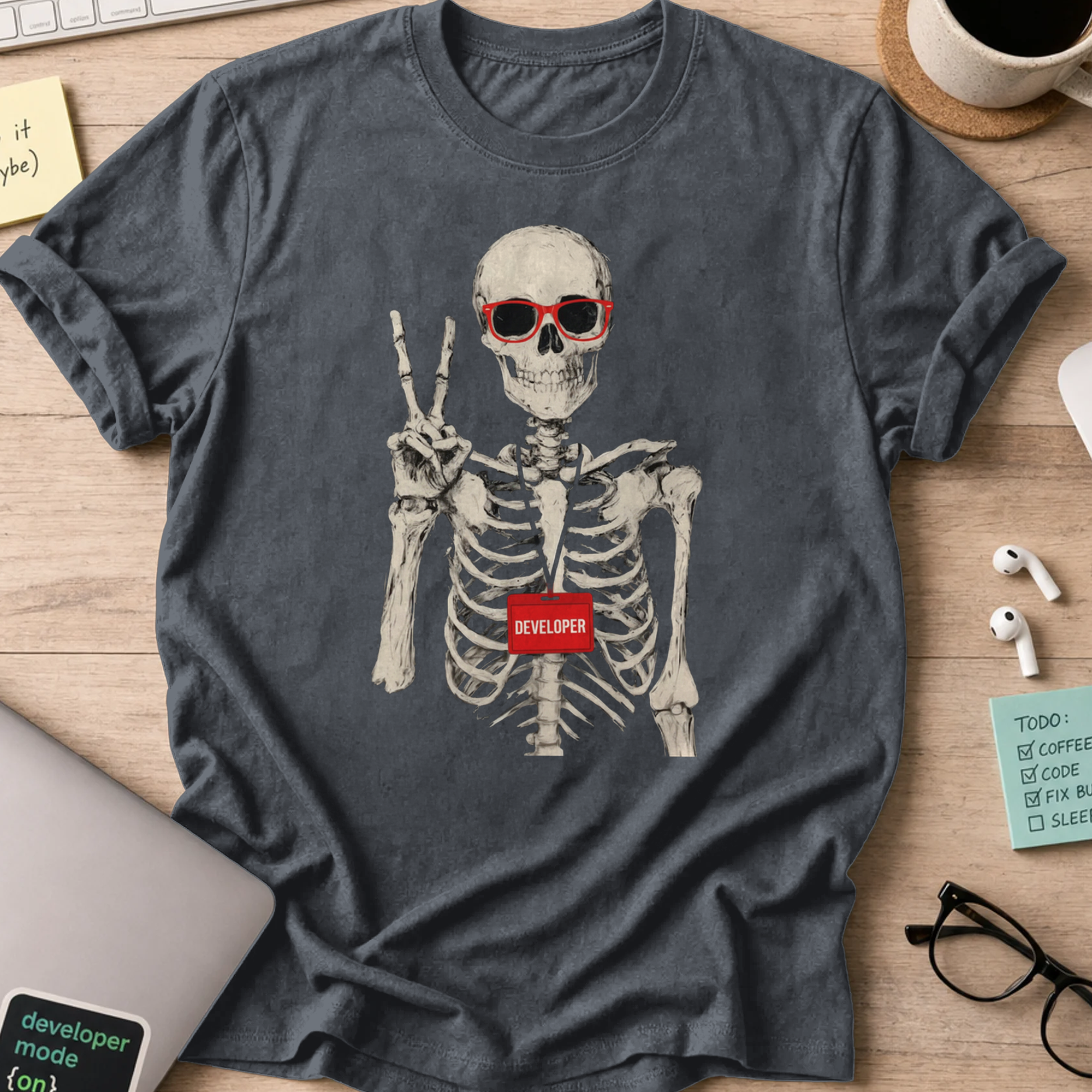 skeleton developer shirt - Dark Heather