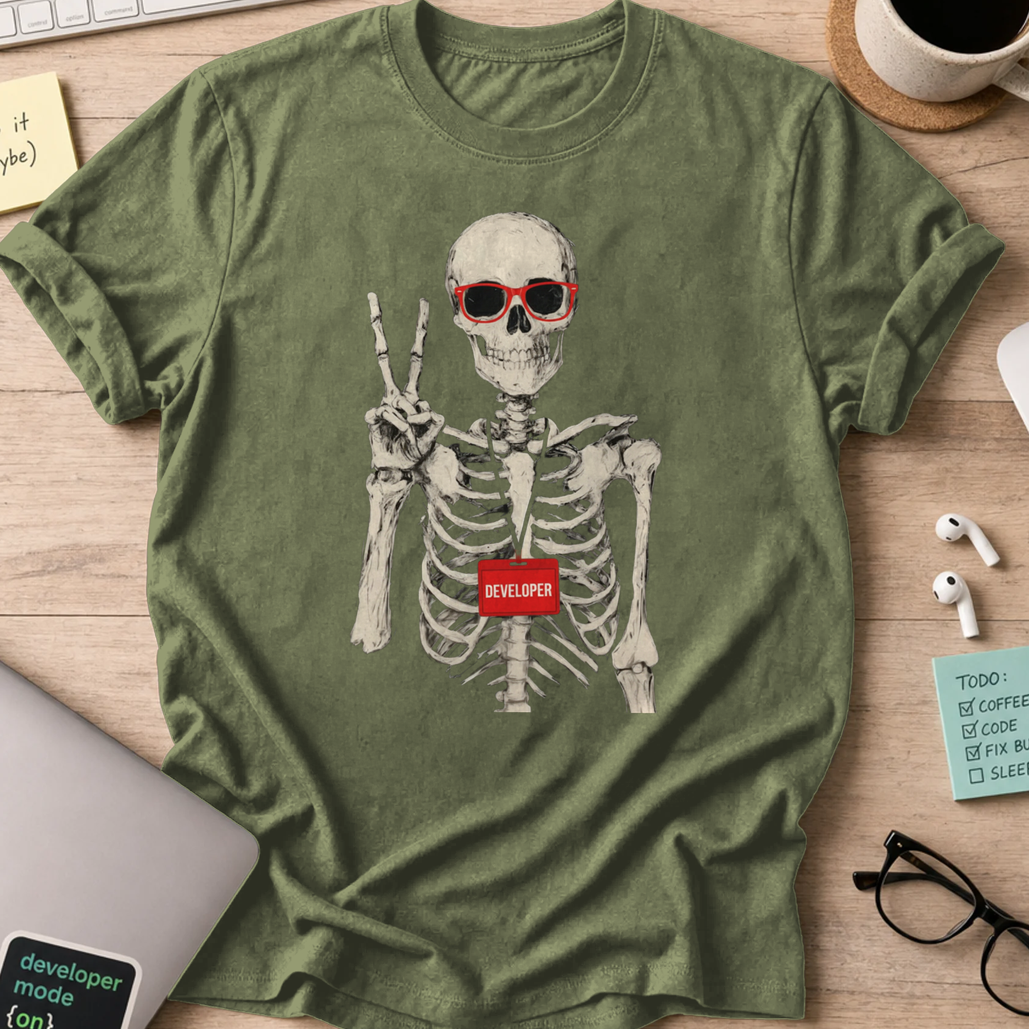 skeleton developer shirt - Military Green