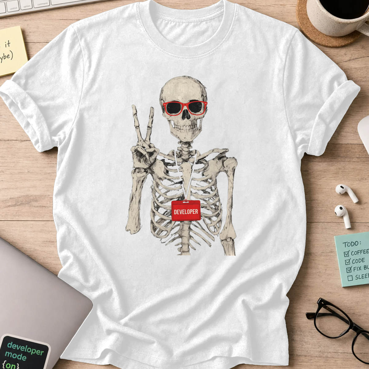 skeleton developer shirt - White