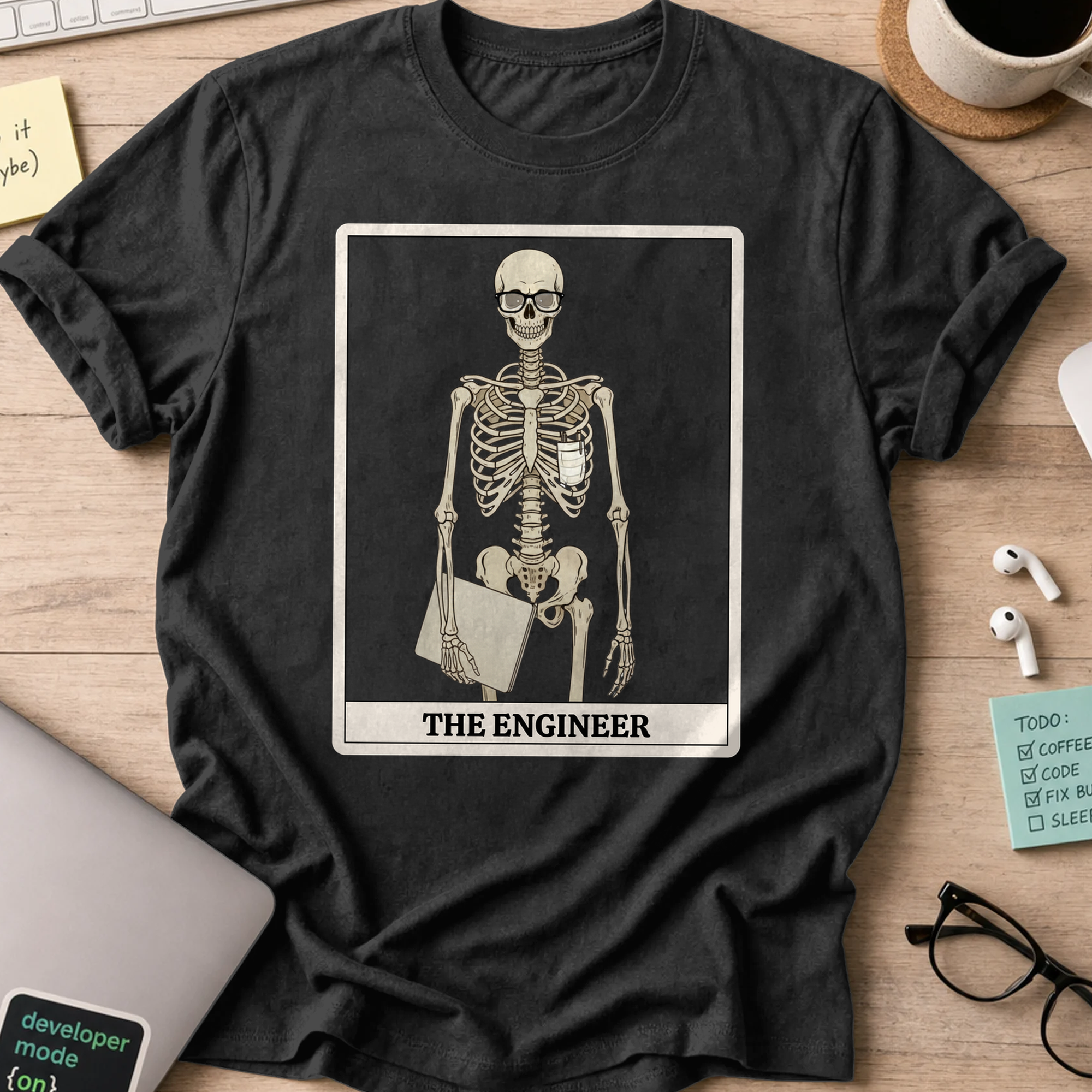 skeleton engineer shirt - Black