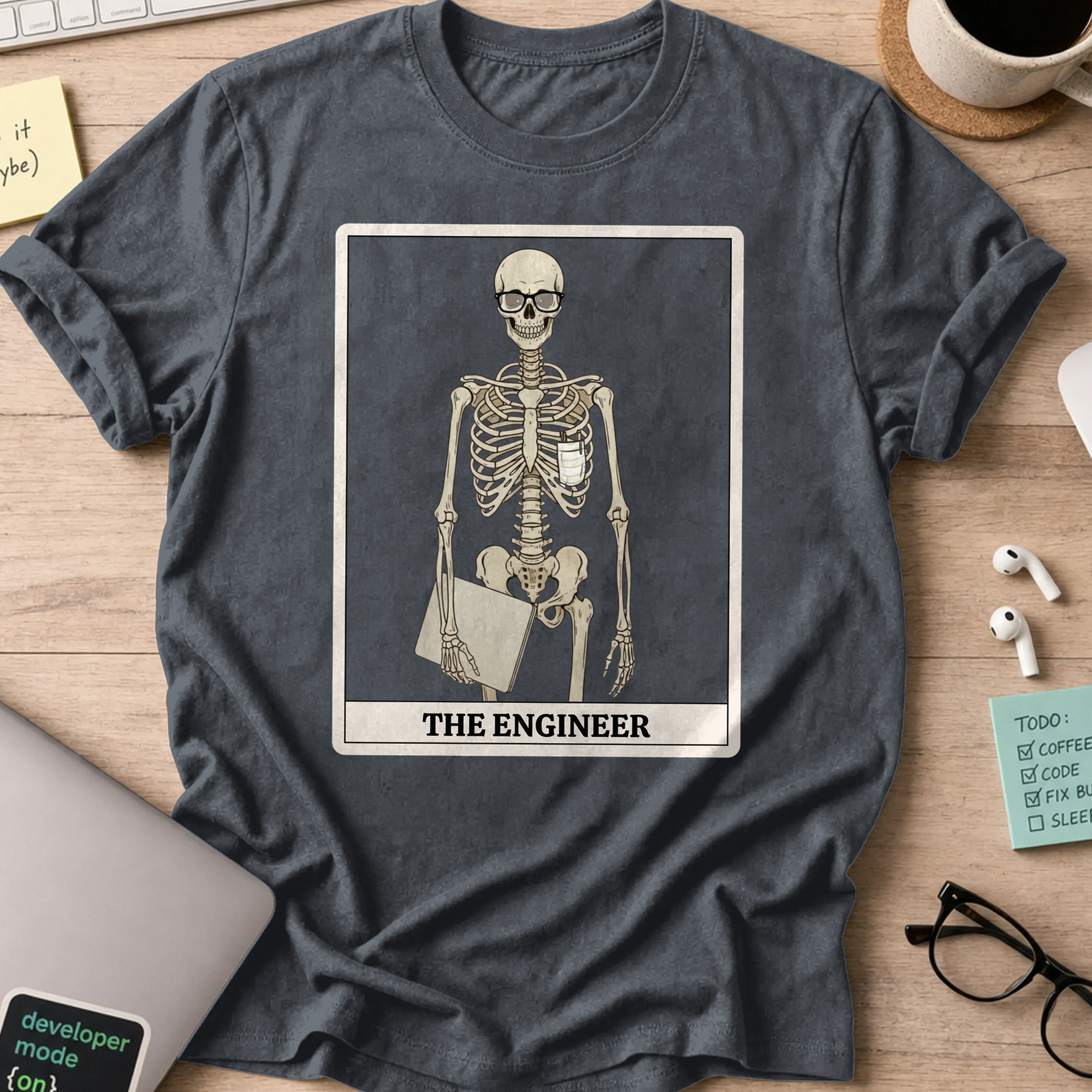 skeleton engineer shirt - Dark Heather