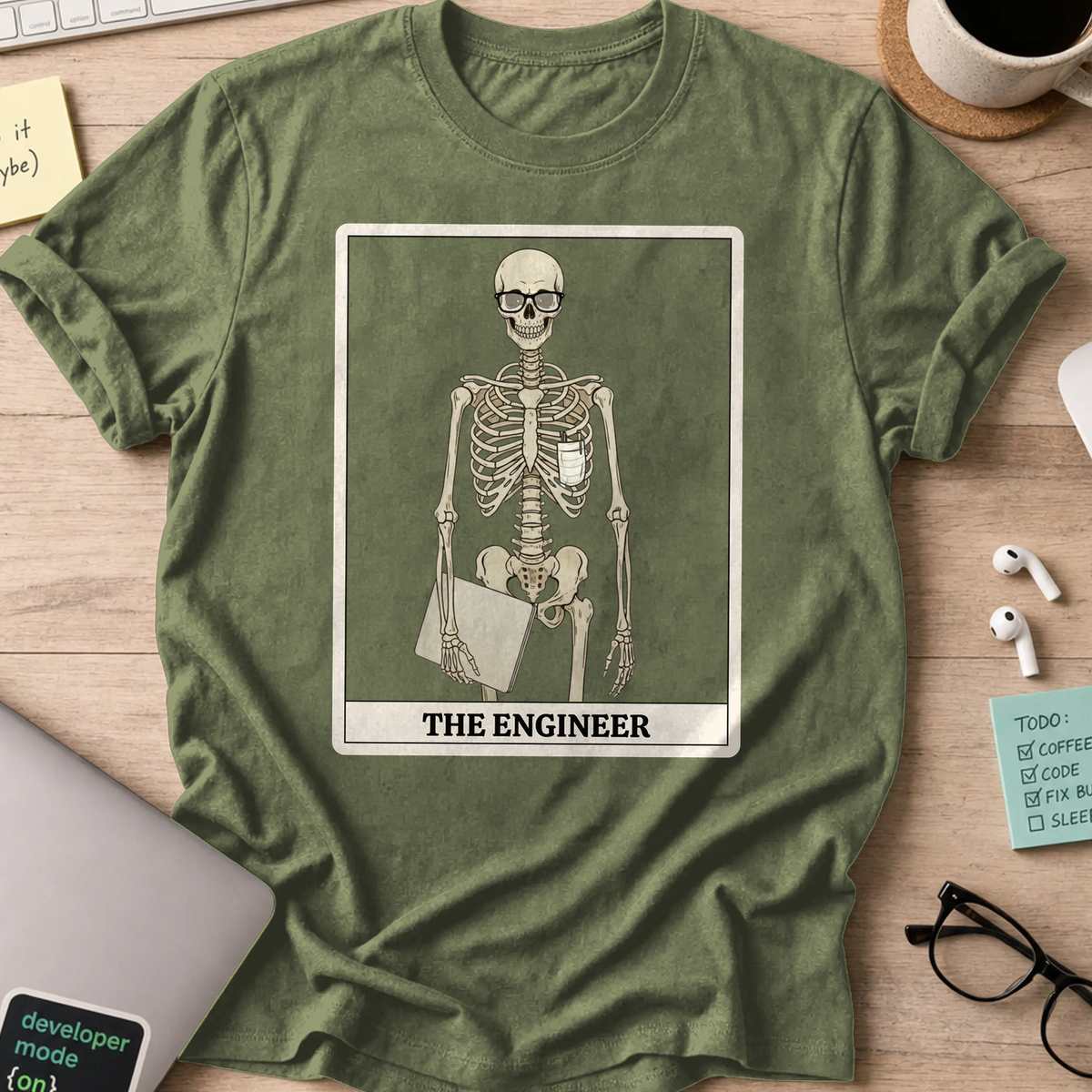 skeleton engineer shirt - Military Green