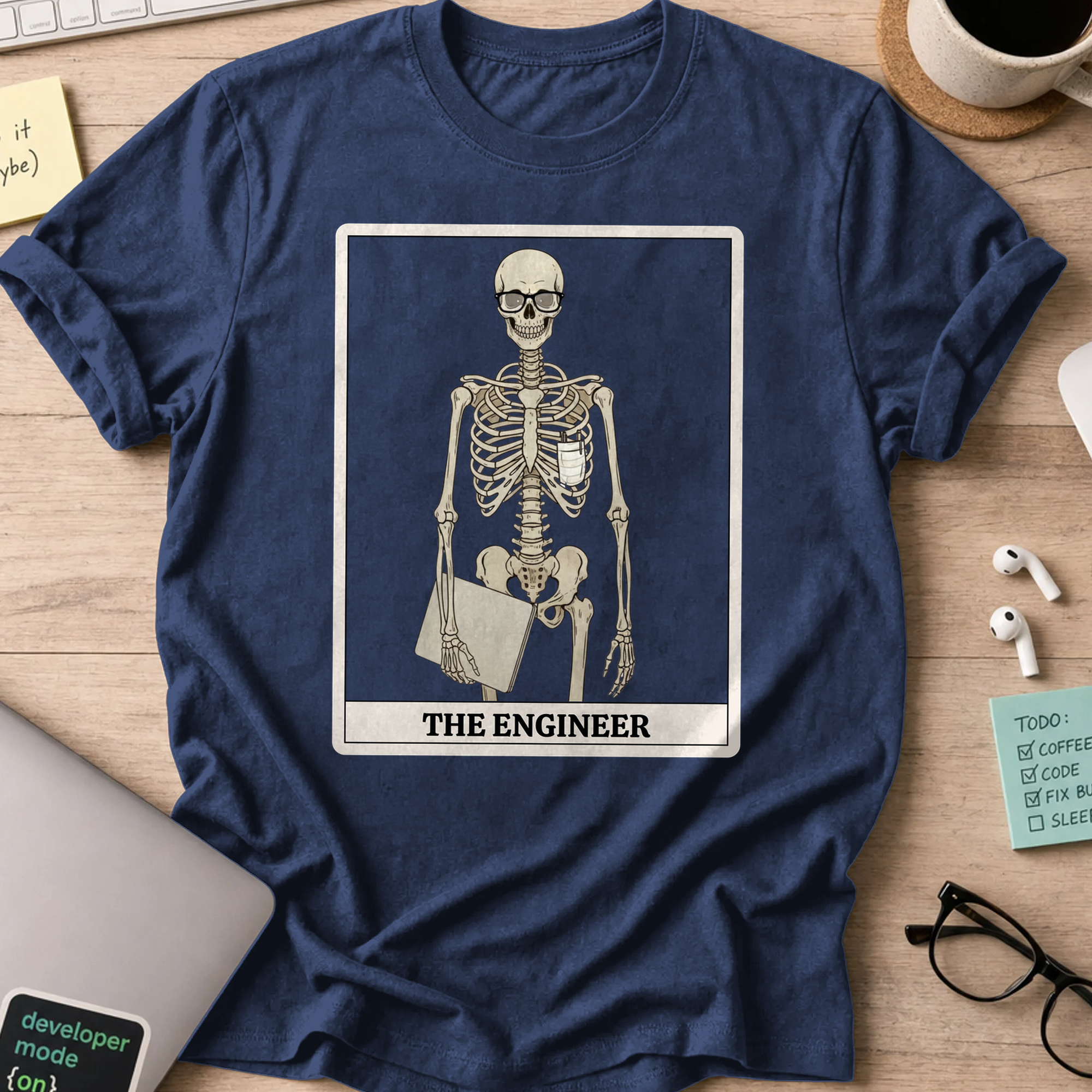 skeleton engineer shirt - Navy