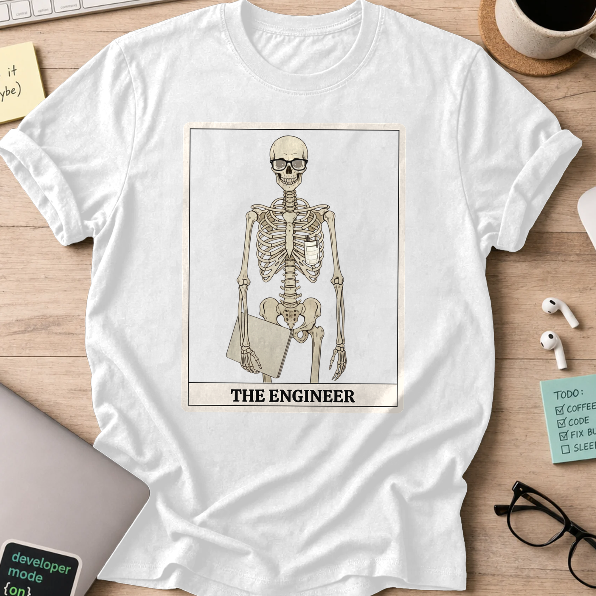 skeleton engineer shirt - White