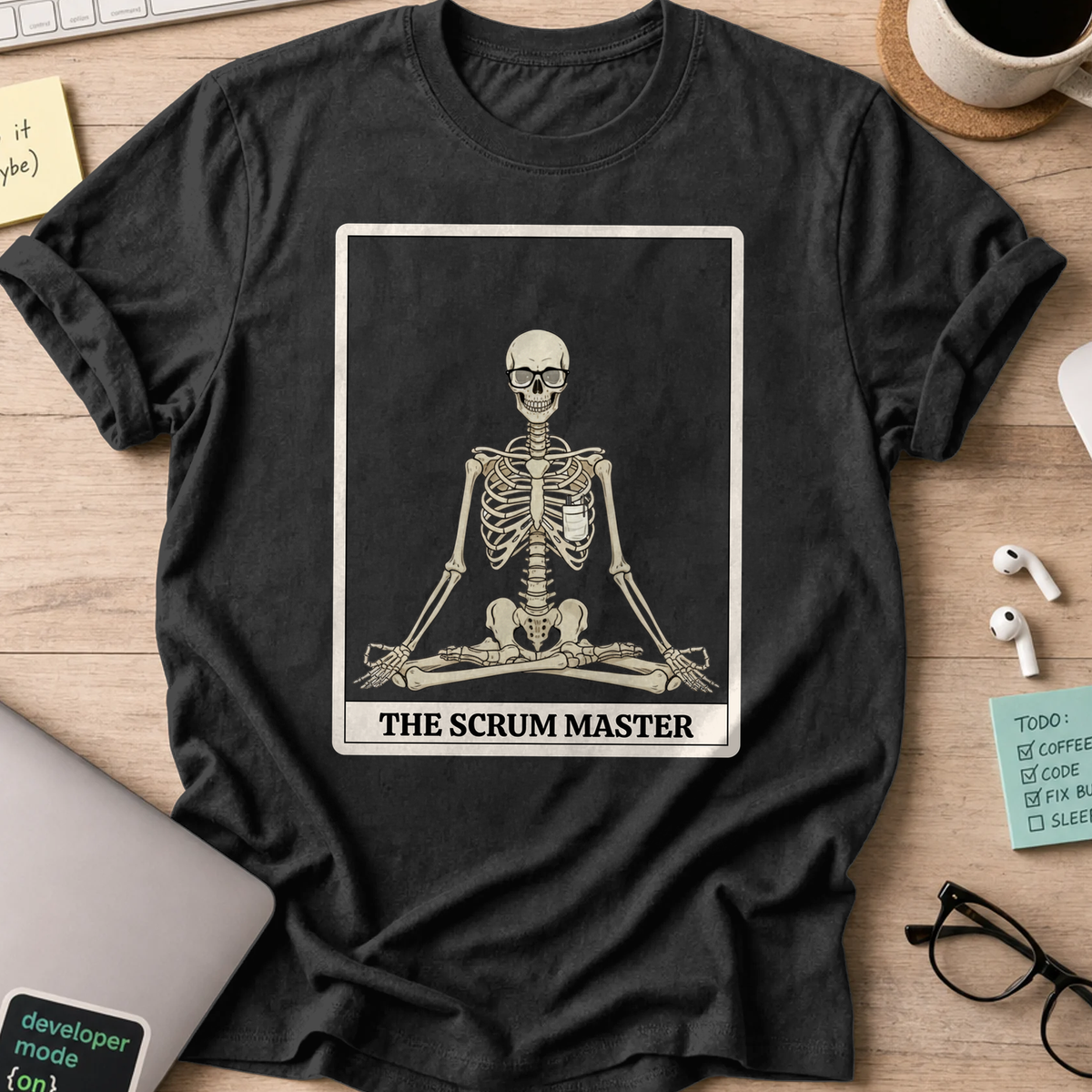 skeleton scrum master shirt - Black