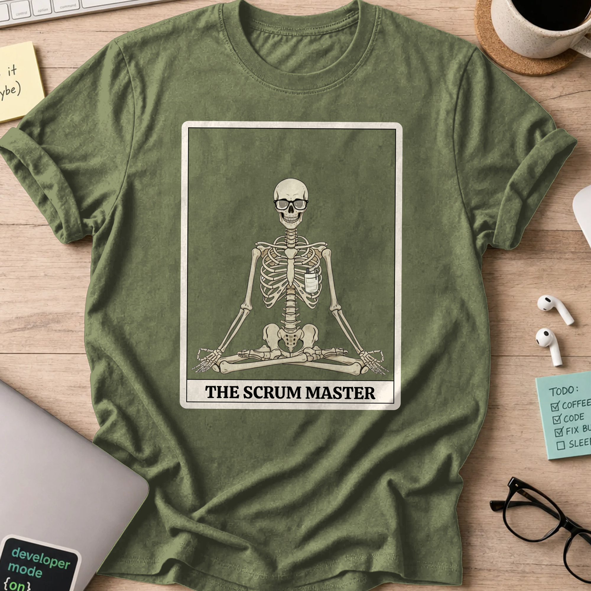 skeleton scrum master shirt - Military Green