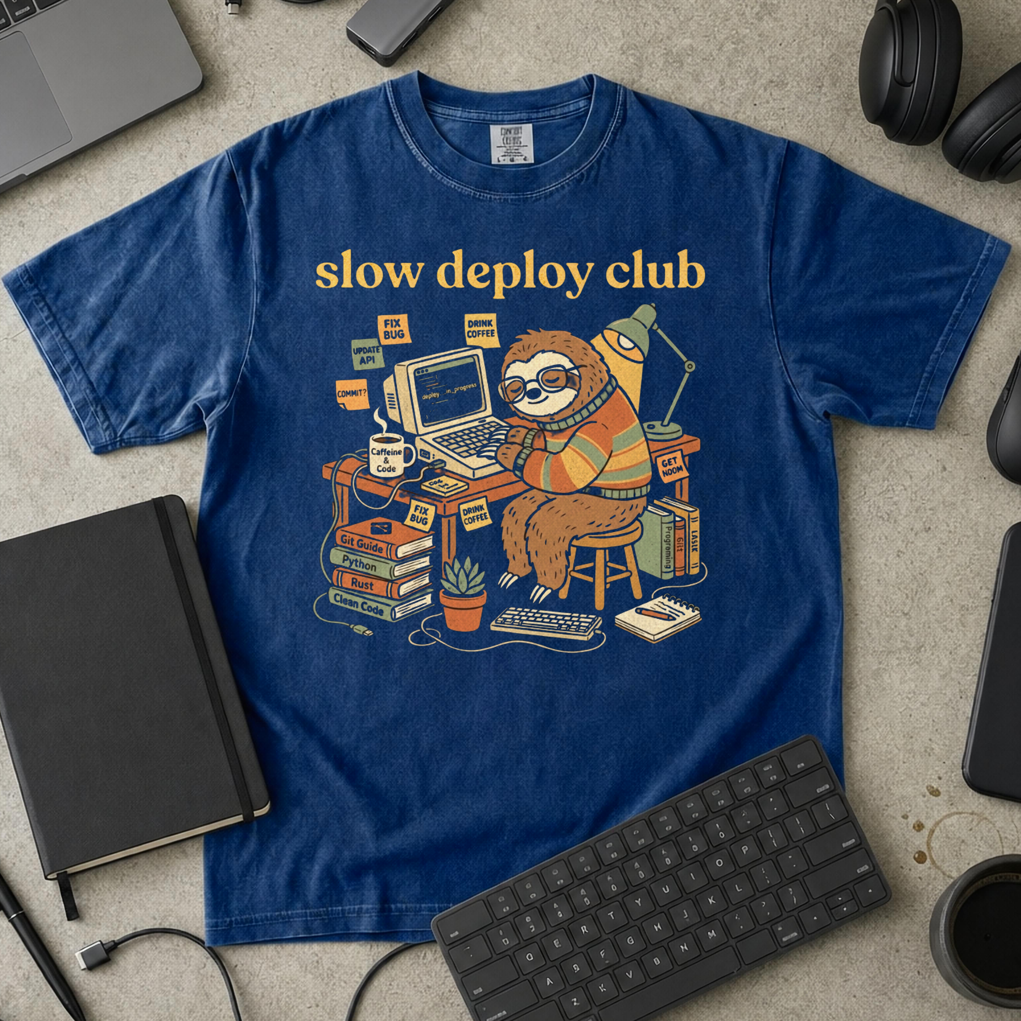 Slow Deploy Club Premium Shirt — true navy Premium Shirt mock-up