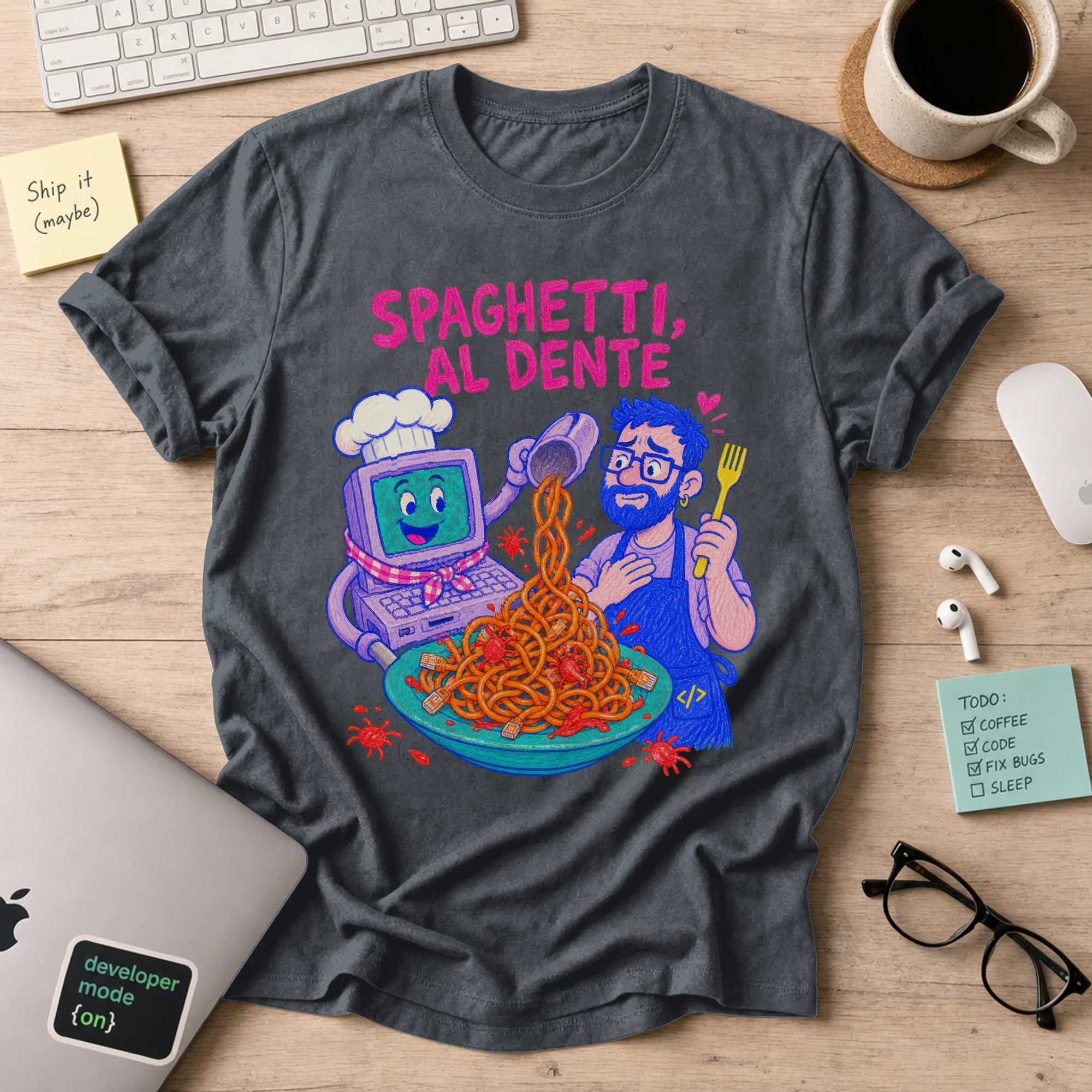 Spaghetti Al Dente Shirt — Dark Heather