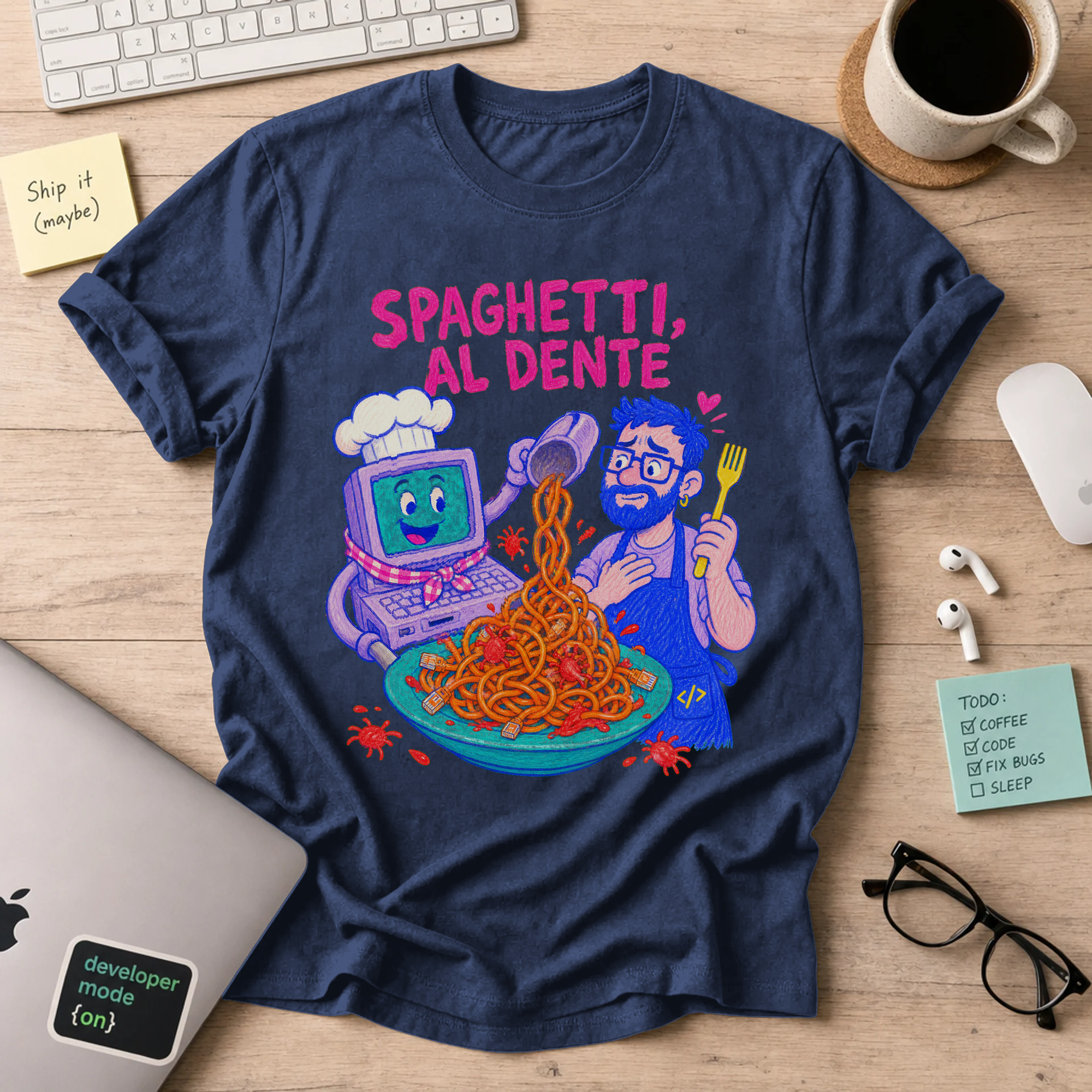 Spaghetti Al Dente Shirt — Navy
