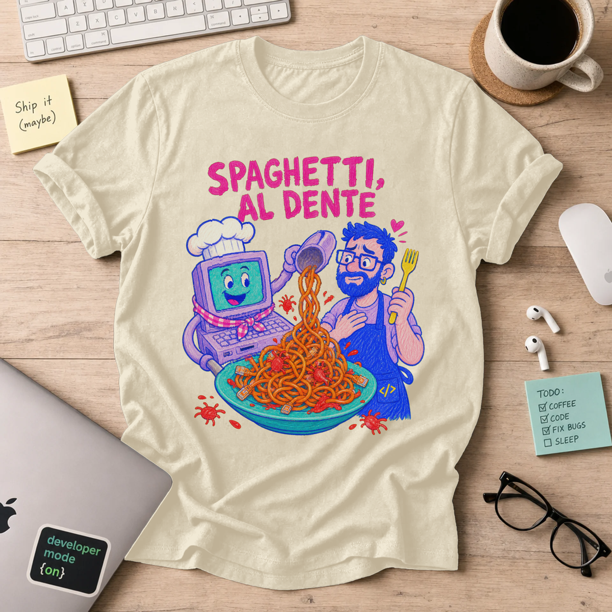Spaghetti Al Dente Shirt — Natural