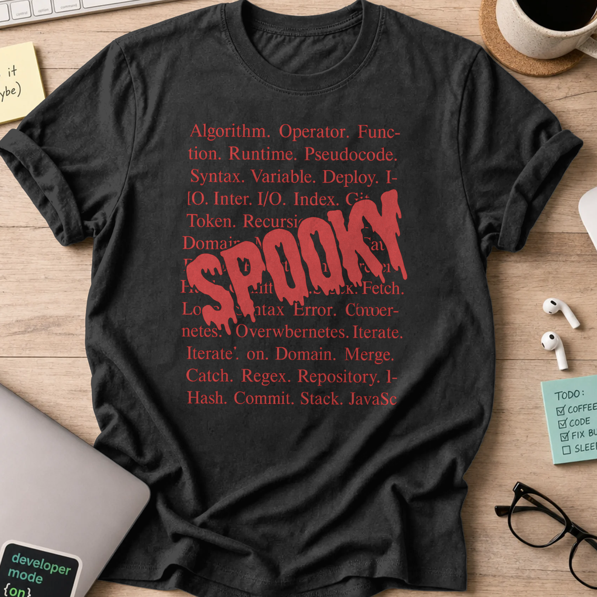spooky code shirt - Black