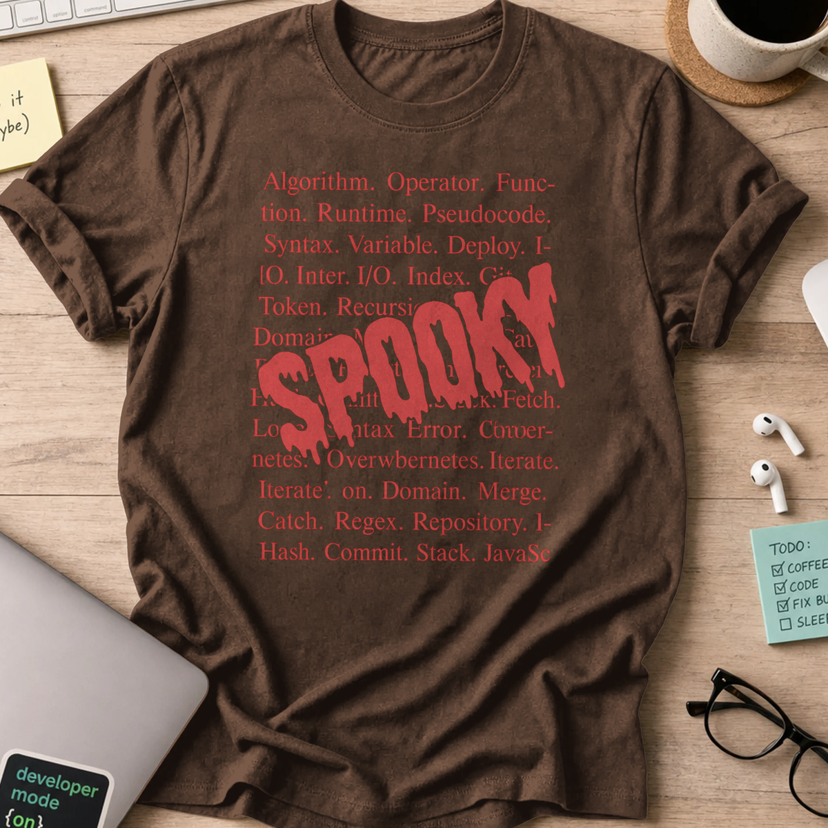 spooky code shirt - Dark Chocolate