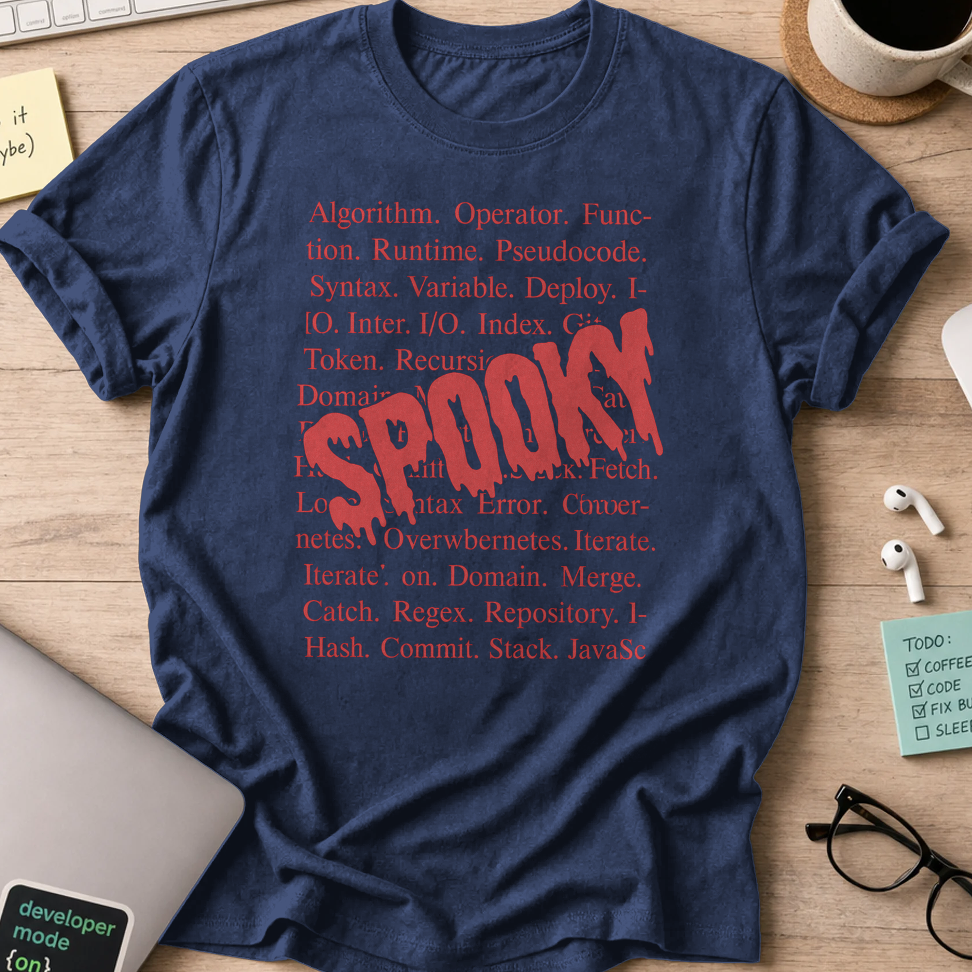 spooky code shirt - Navy