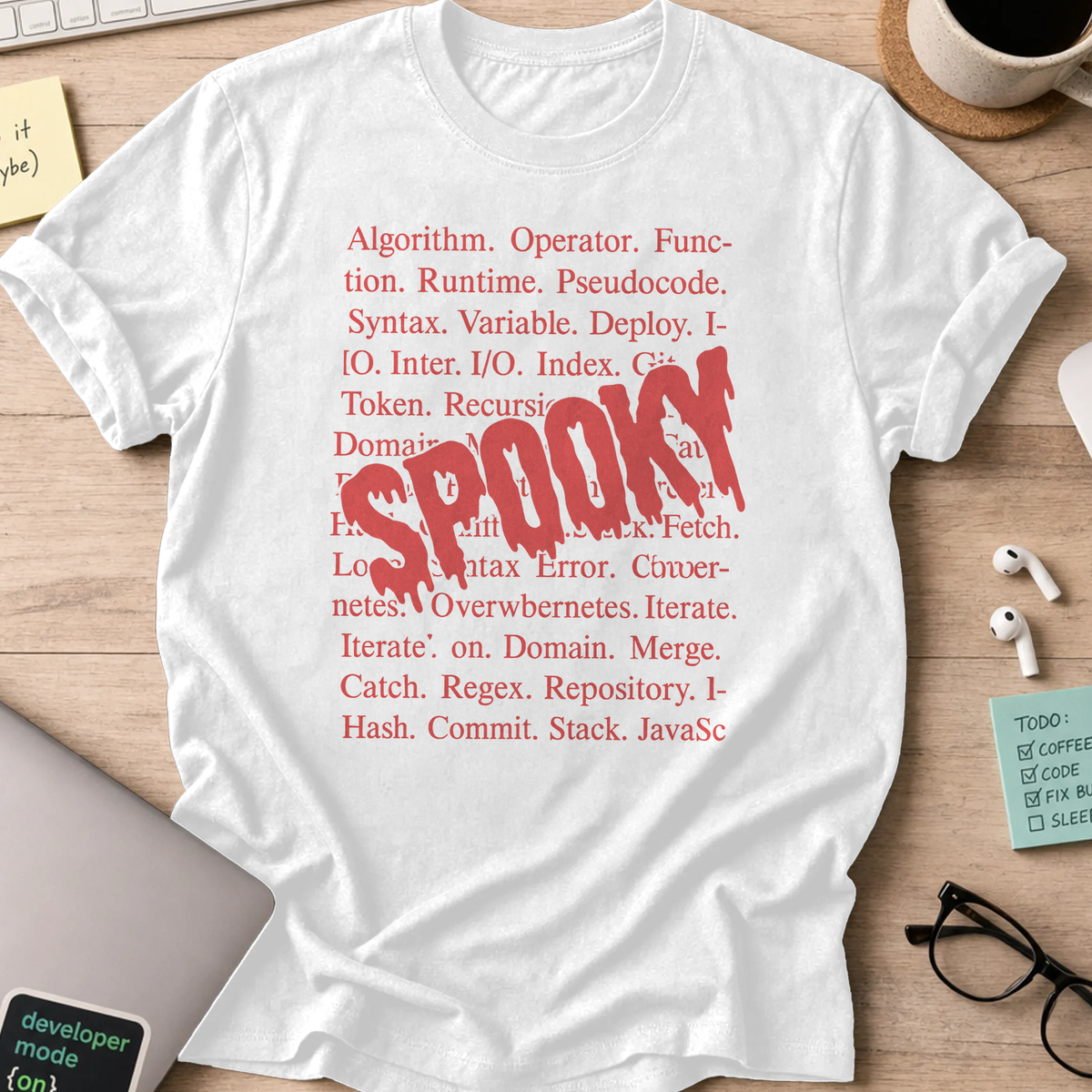 spooky code shirt - White