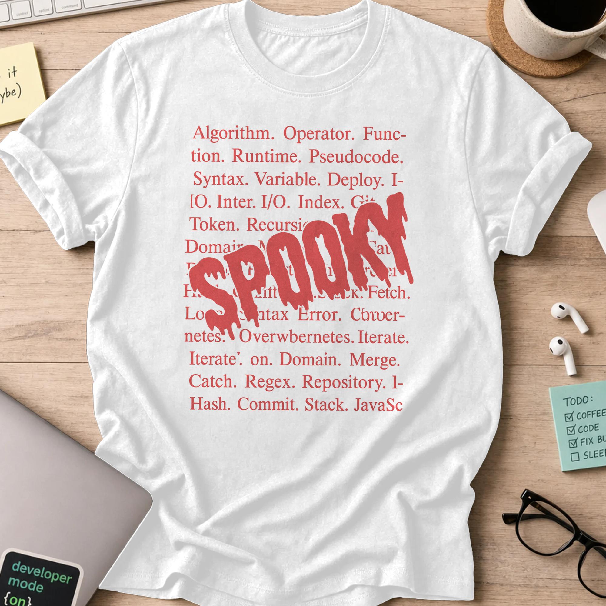 spooky code shirt - White