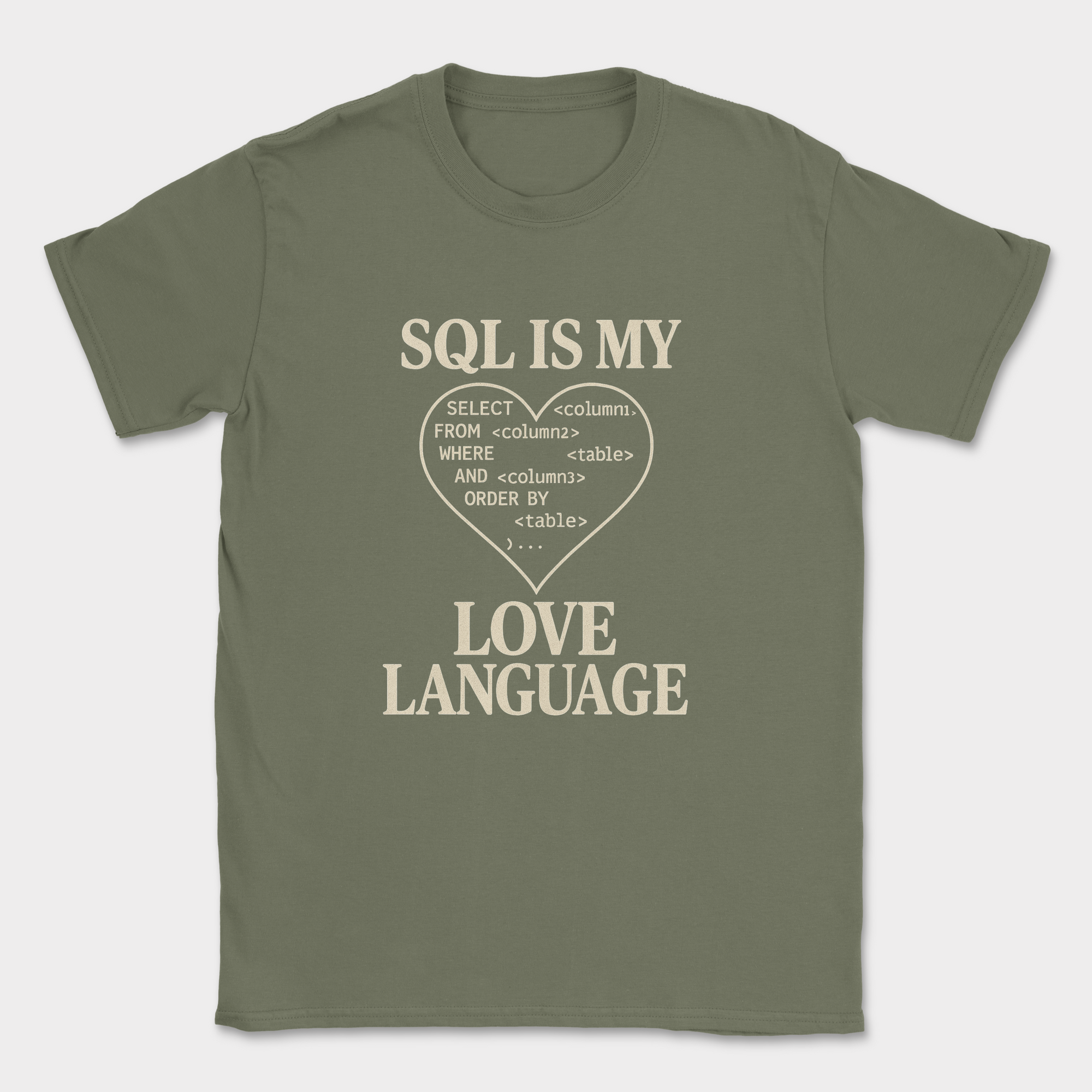 sql is my love language shirt — Military Green