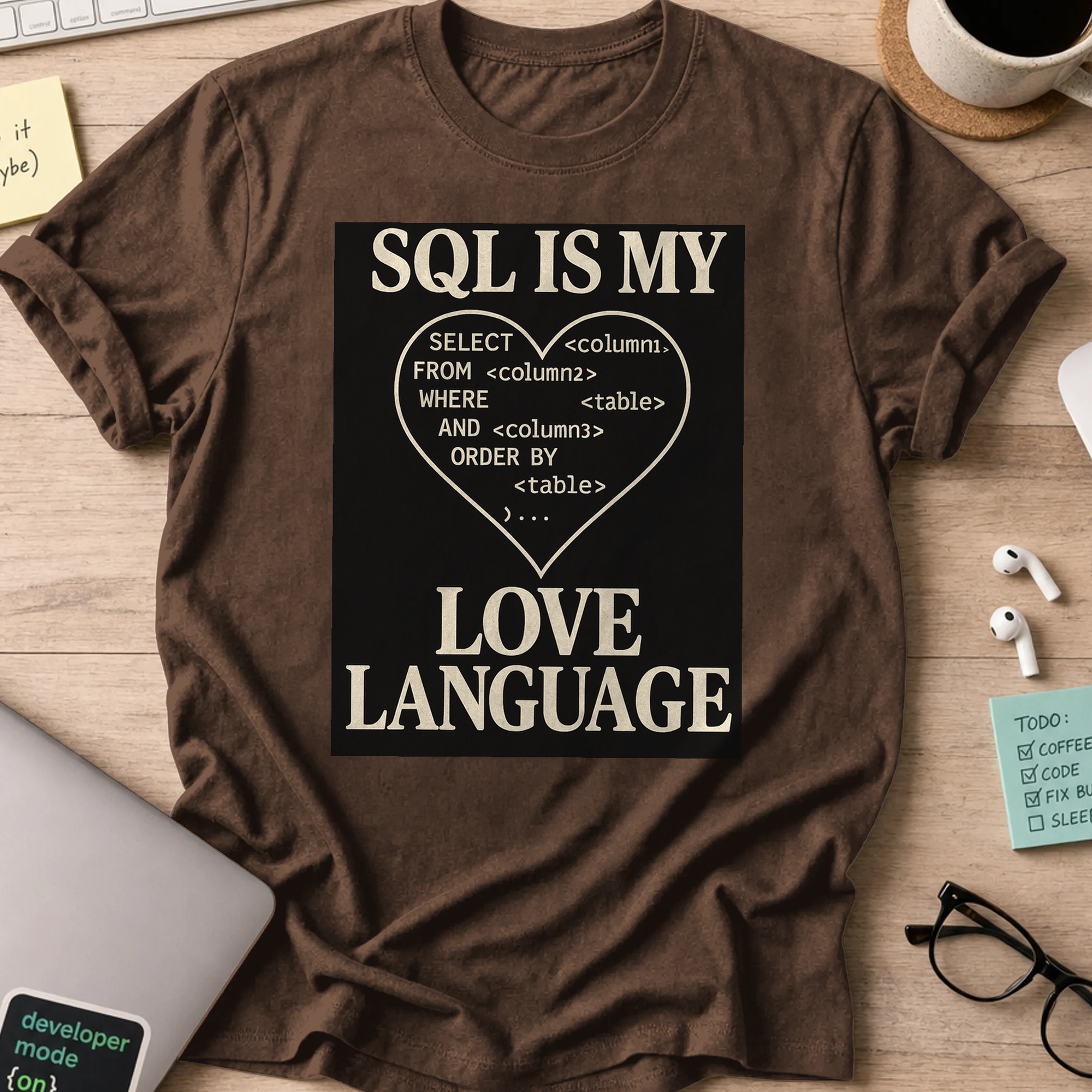sql is my love language shirt - Dark Chocolate