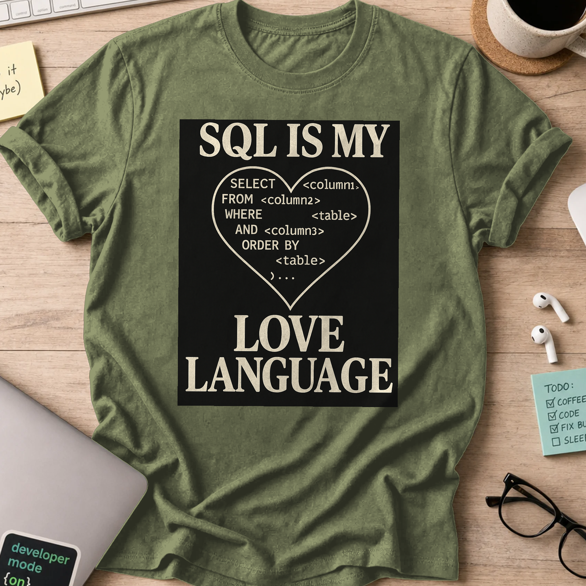 sql is my love language shirt - Military Green