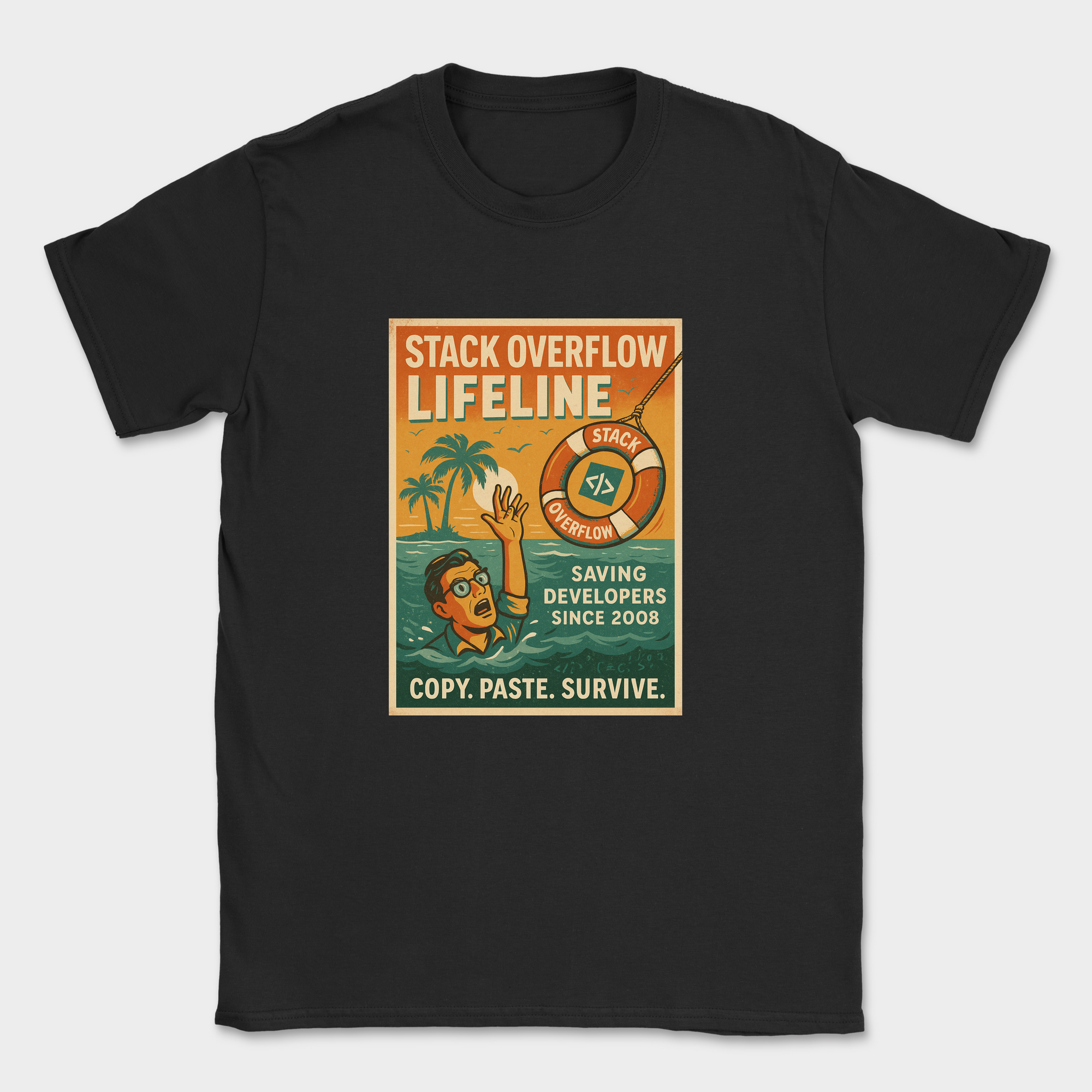 stack overflow lifeline shirt — Black