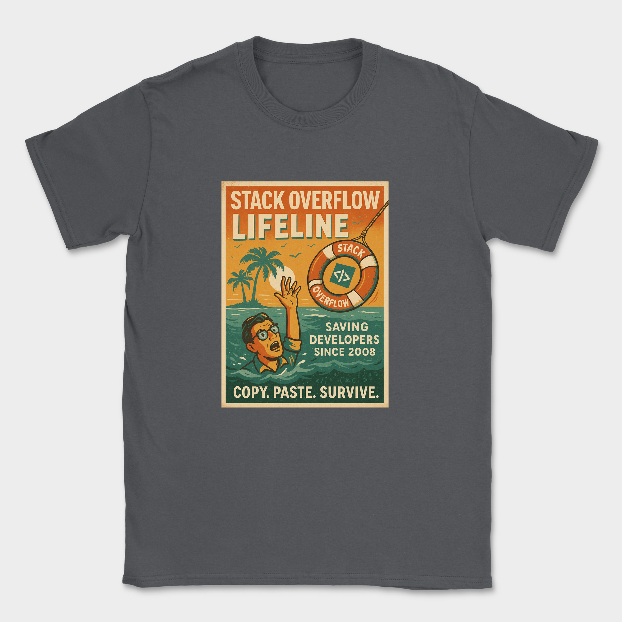 stack overflow lifeline shirt — Dark Heather Grey