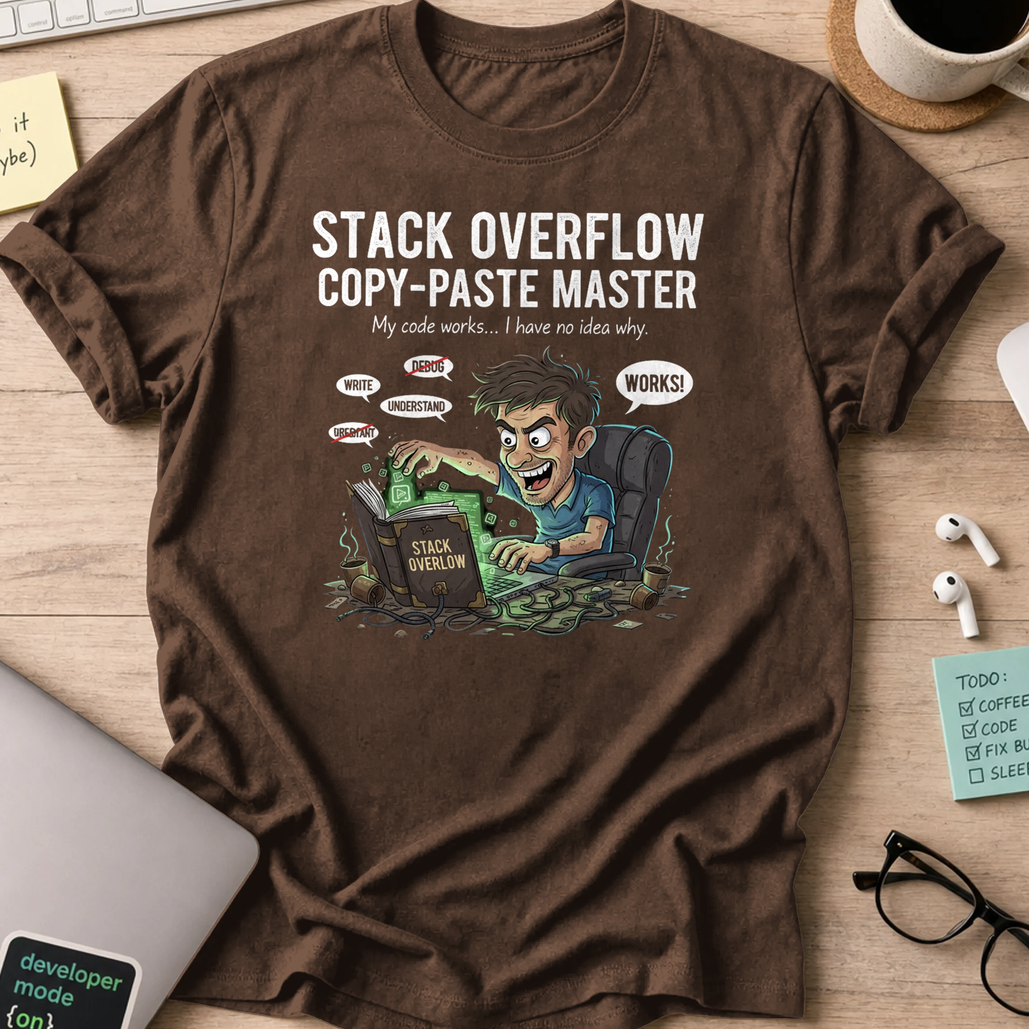 stack overflow copypaste master shirt - Dark Chocolate
