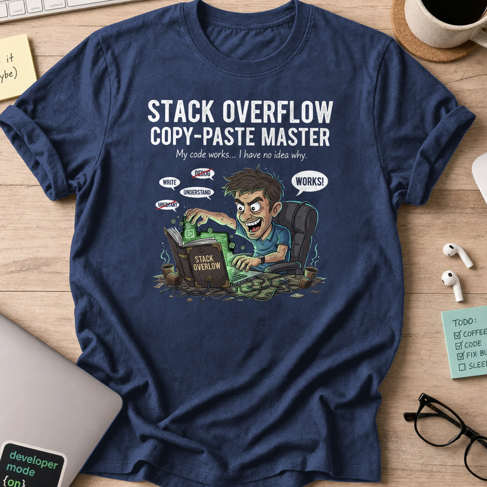stack overflow copypaste master shirt - Navy
