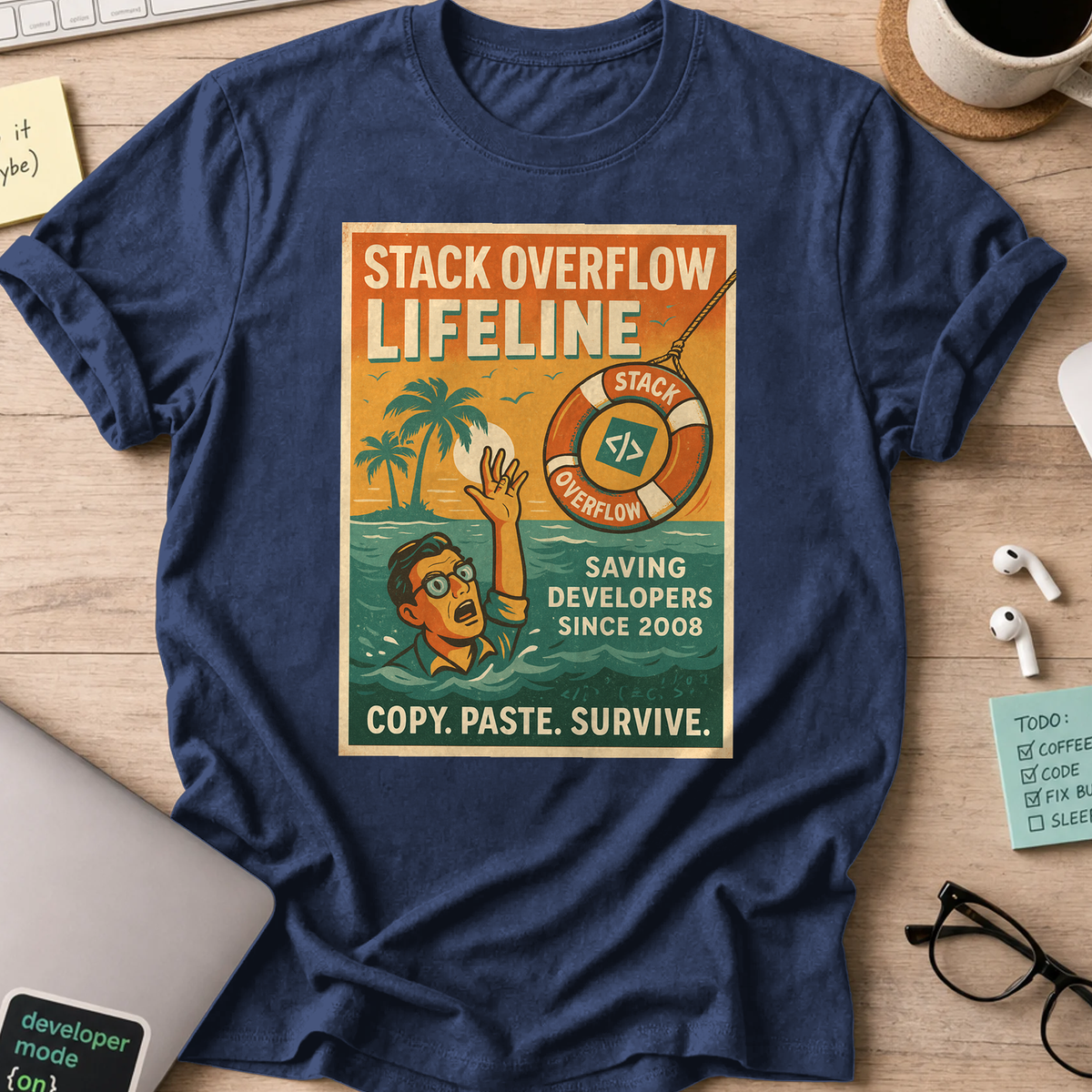 stack overflow lifeline shirt - Navy