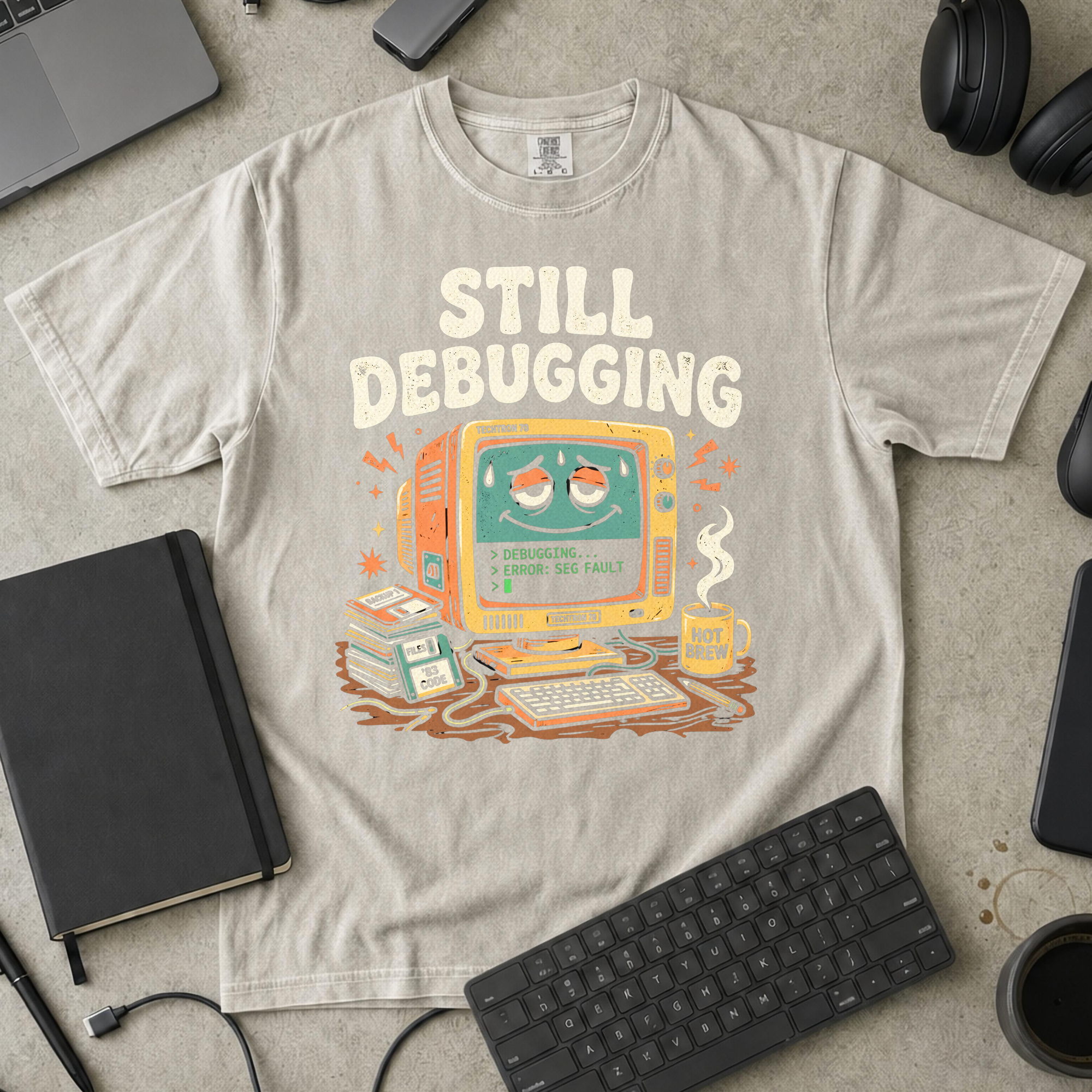 Still Debugging And Caffeinated Premium Shirt — ivory Premium Shirt mock-up
