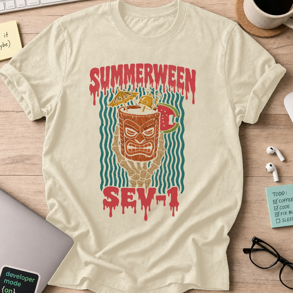 Summerween Seven Shirt — Natural storefront mockup