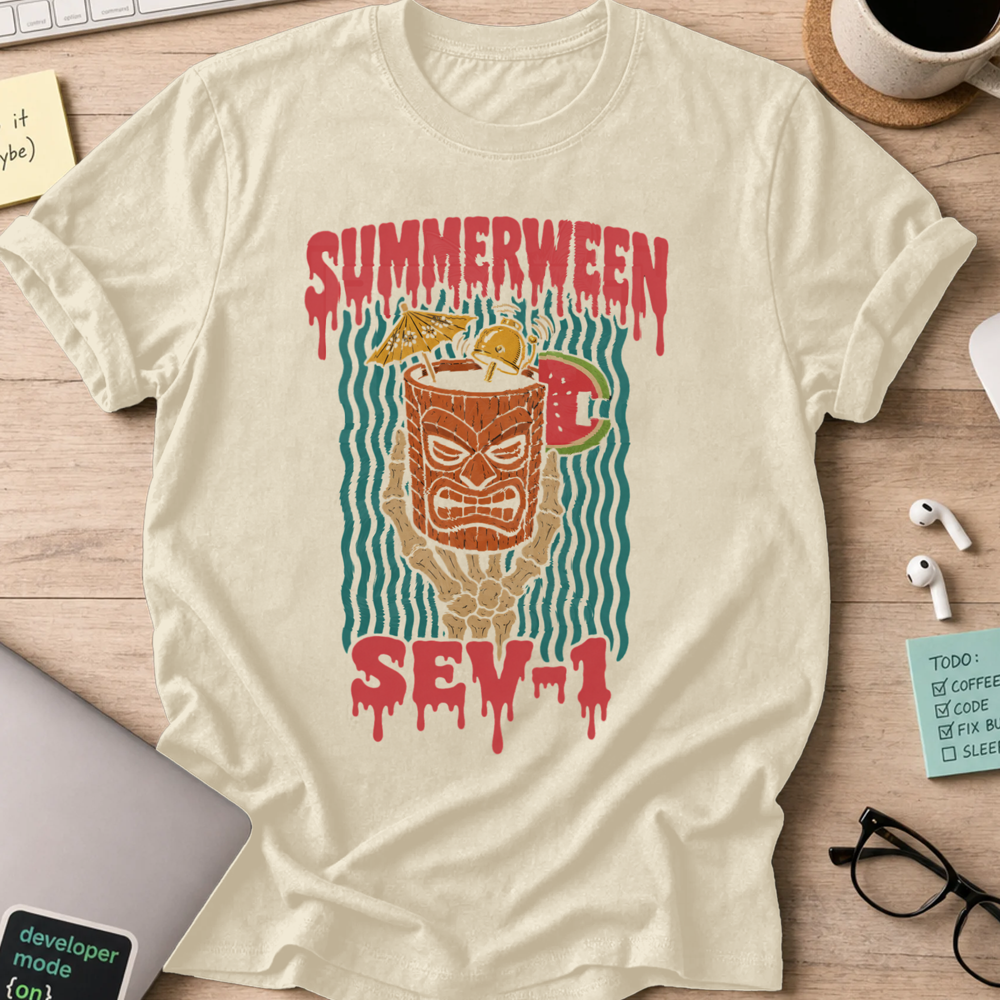 Summerween Seven Shirt — Natural storefront mockup