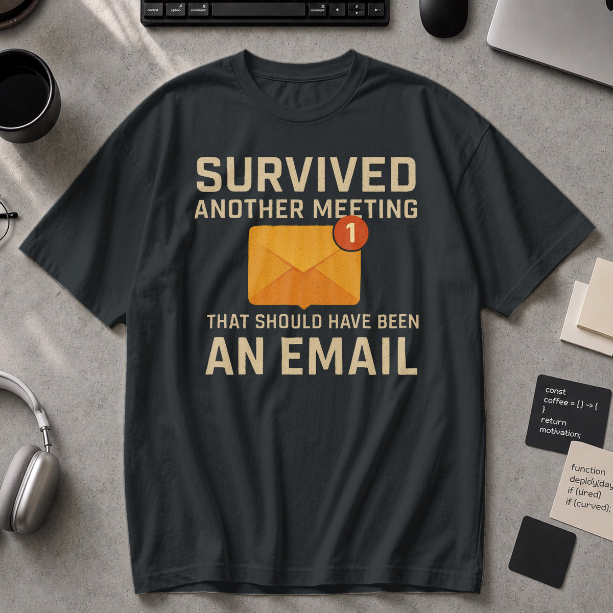 survived another meeting Premium Shirt - Black