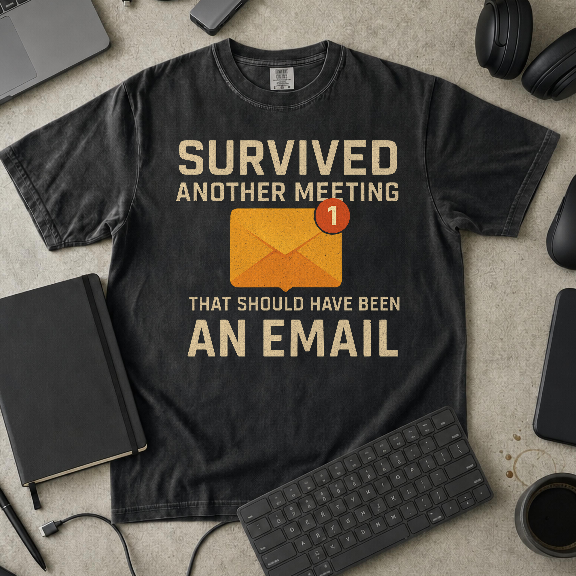 survived another meeting Premium Shirt — black Premium Shirt mock-up