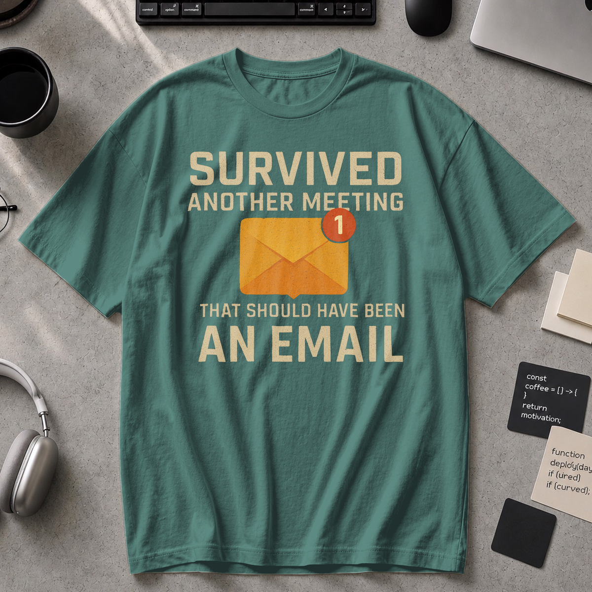 survived another meeting Premium Shirt - Blue Spruce