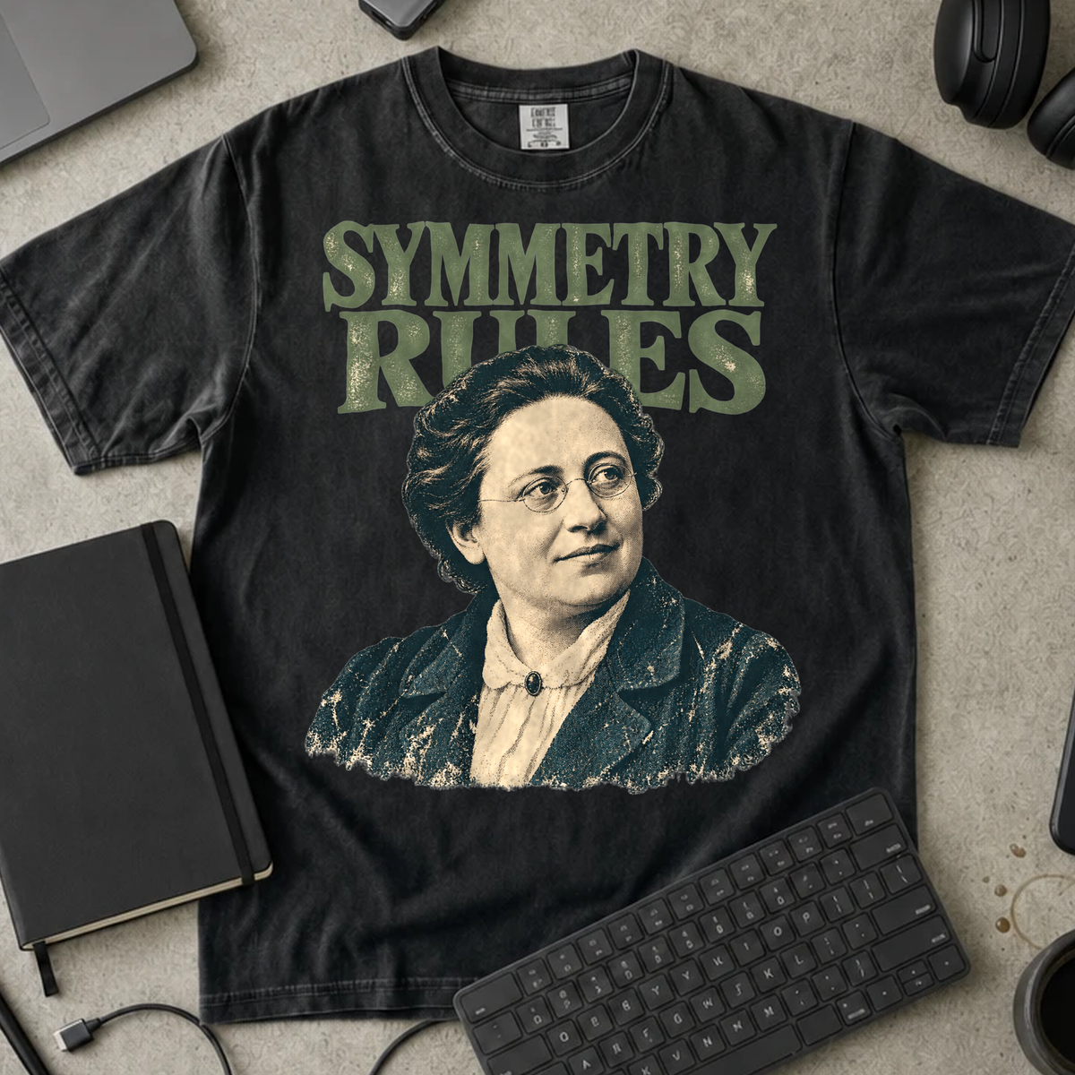 Symmetry Rules Shirt — Black Comfort Colors 1717 flat lay