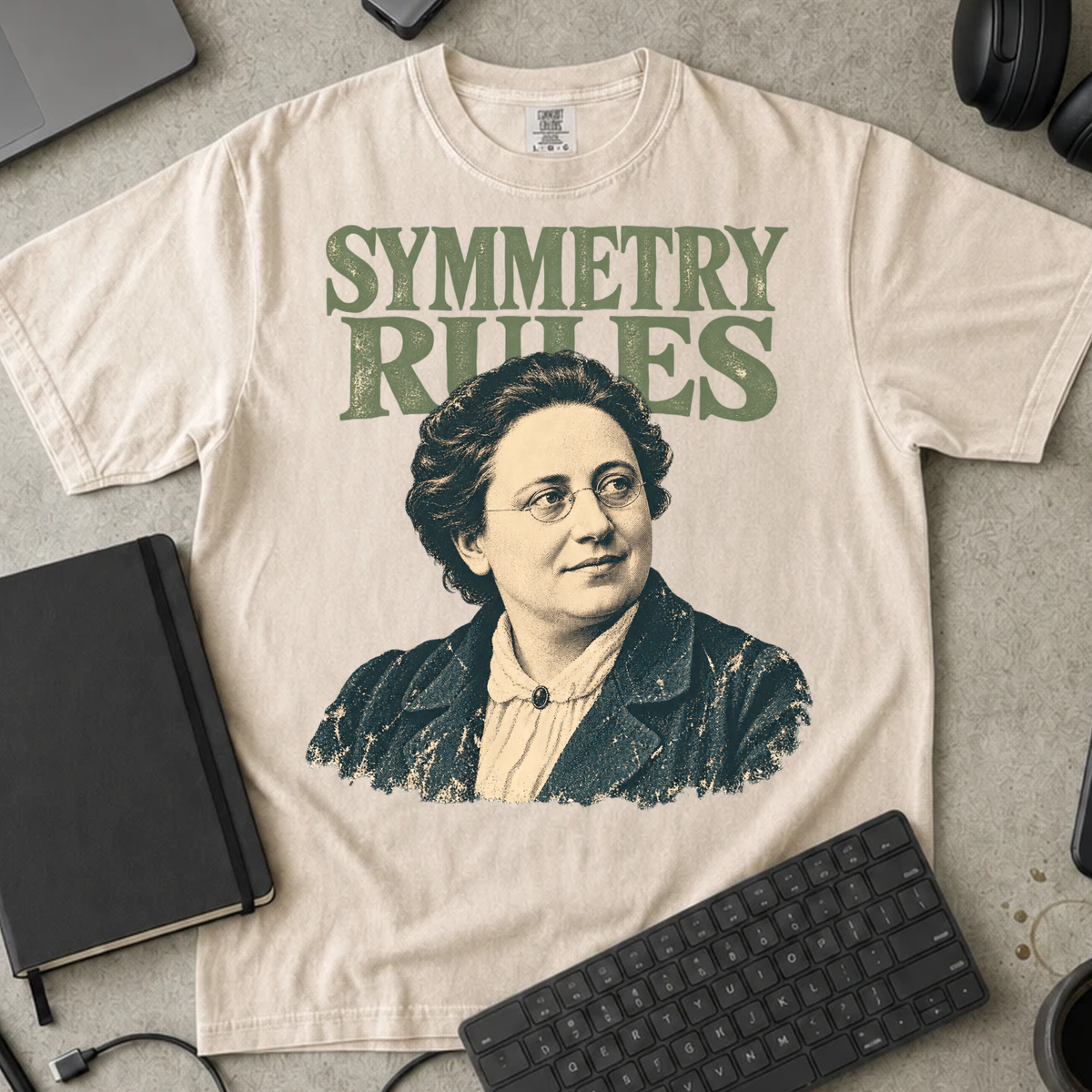 Symmetry Rules Shirt — Ivory Comfort Colors 1717 flat lay