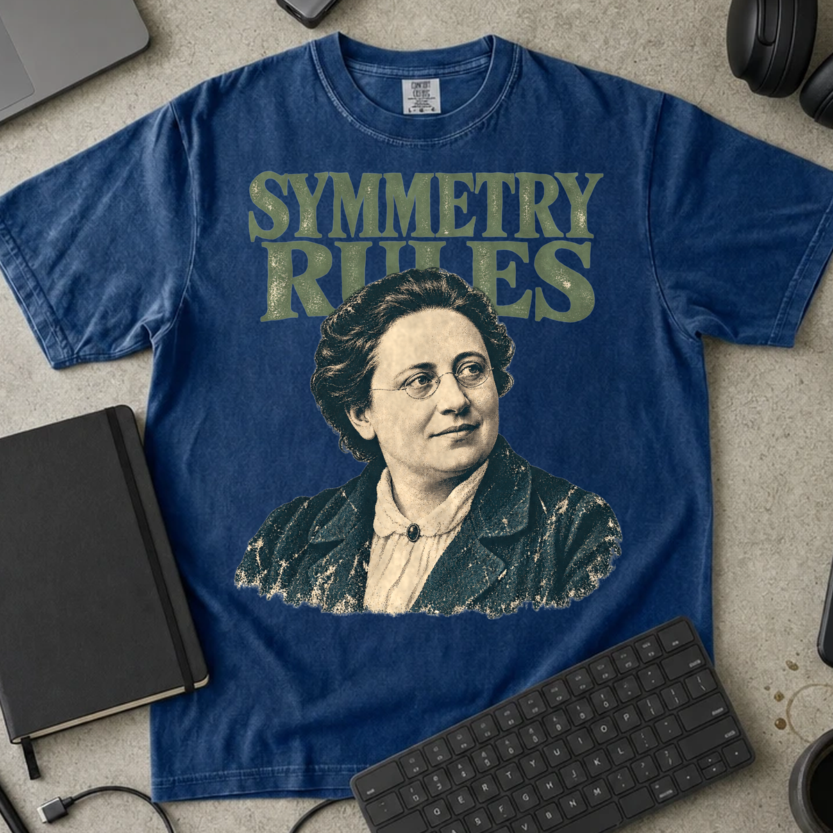 Symmetry Rules Shirt — True Navy Comfort Colors 1717 flat lay