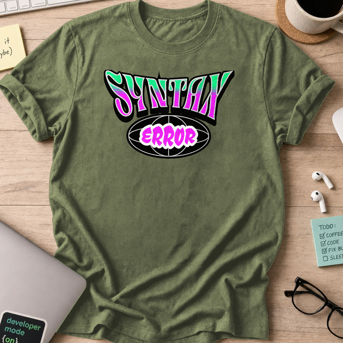 syntax error street style shirt - Military Green