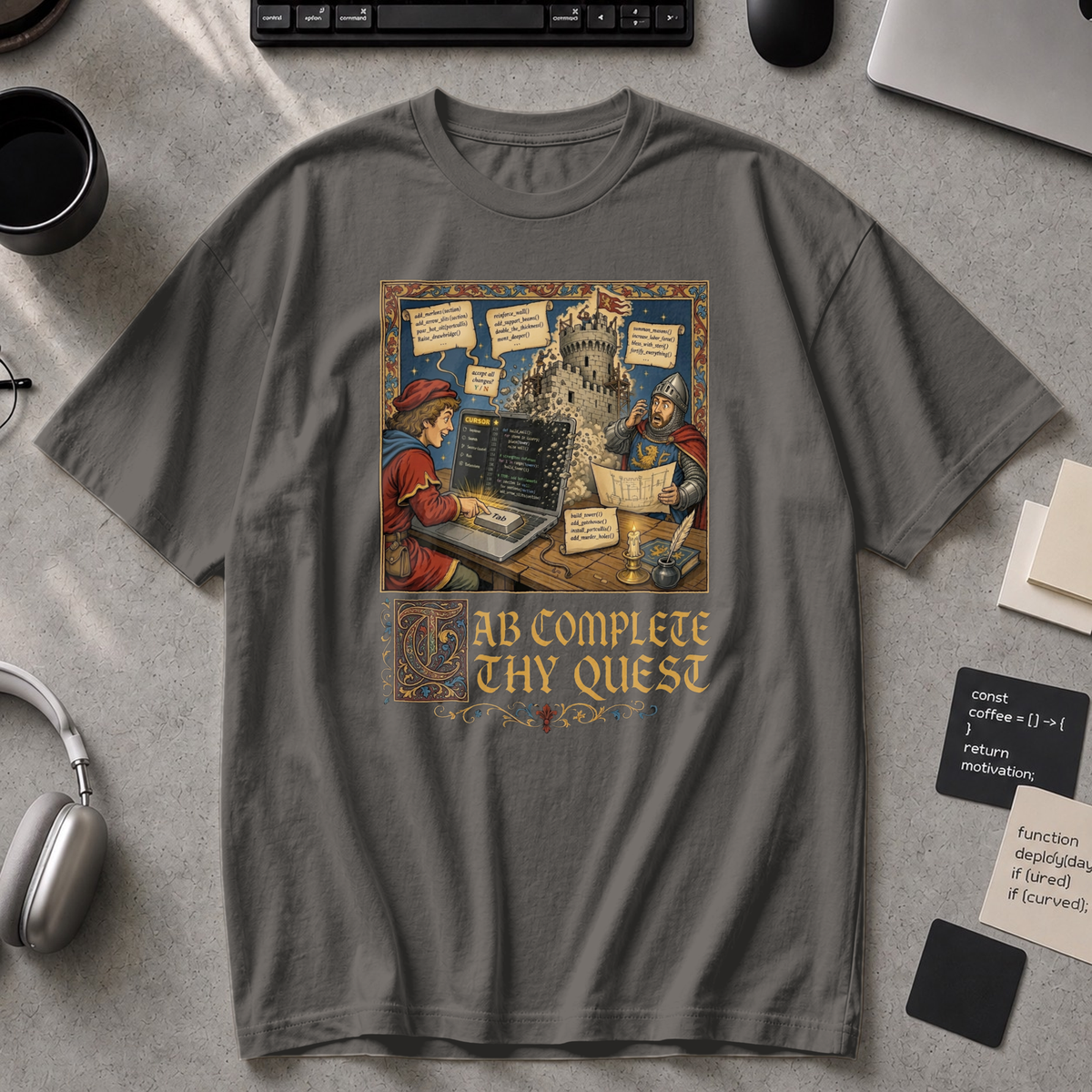 Tab Complete Thy Quest Premium Shirt - Pepper