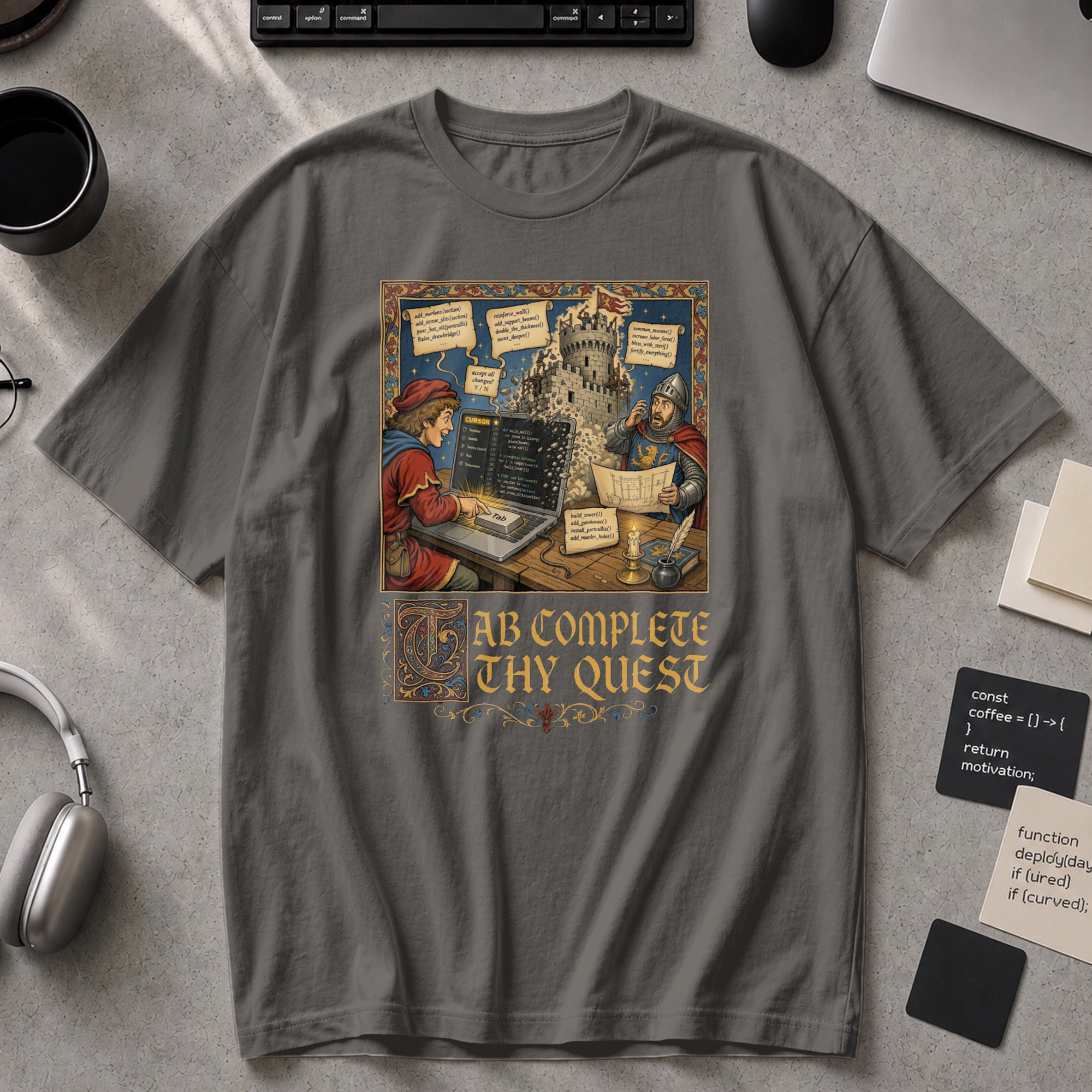 Tab Complete Thy Quest Premium Shirt - Pepper