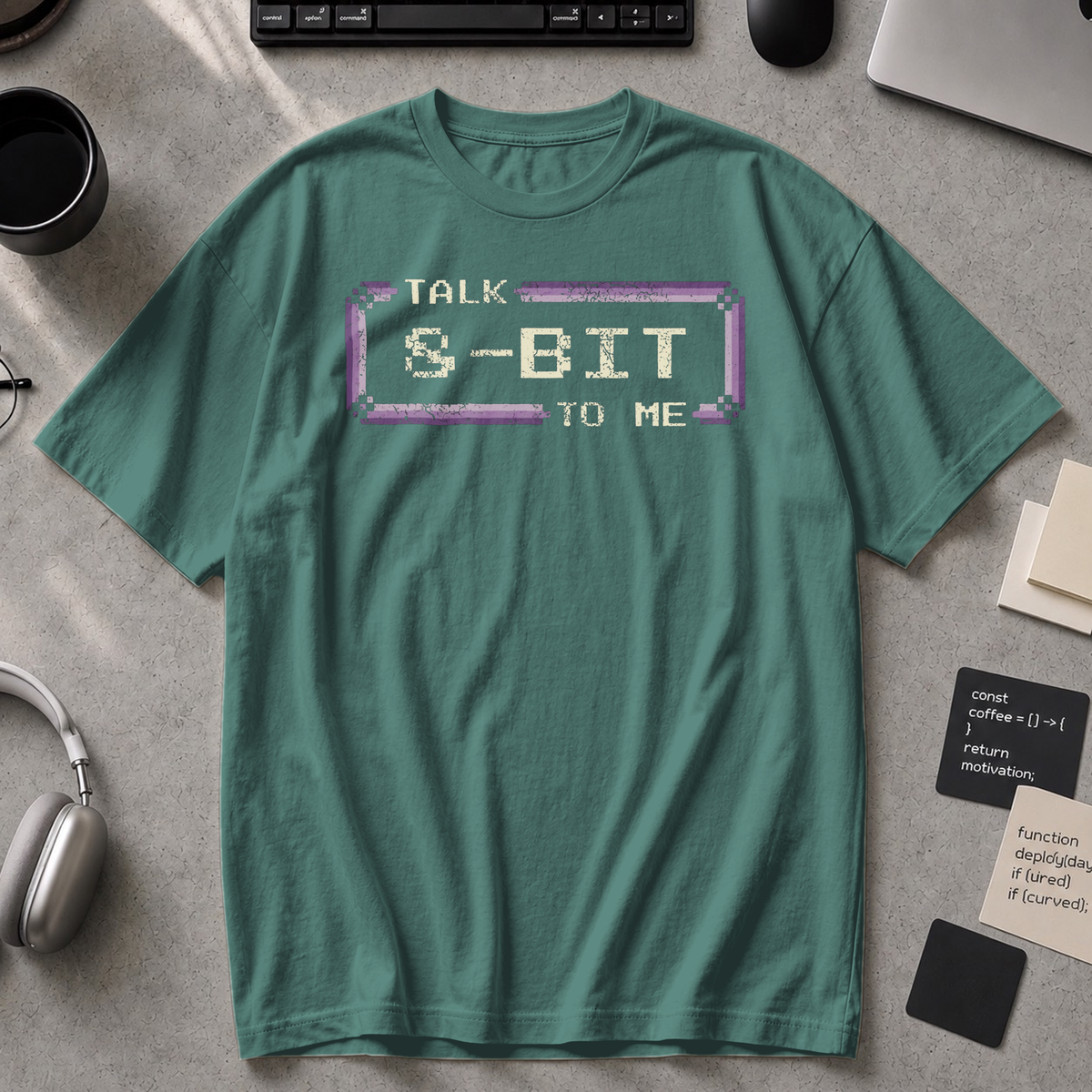 Talk 8 Bit To Me Premium Shirt - Blue Spruce