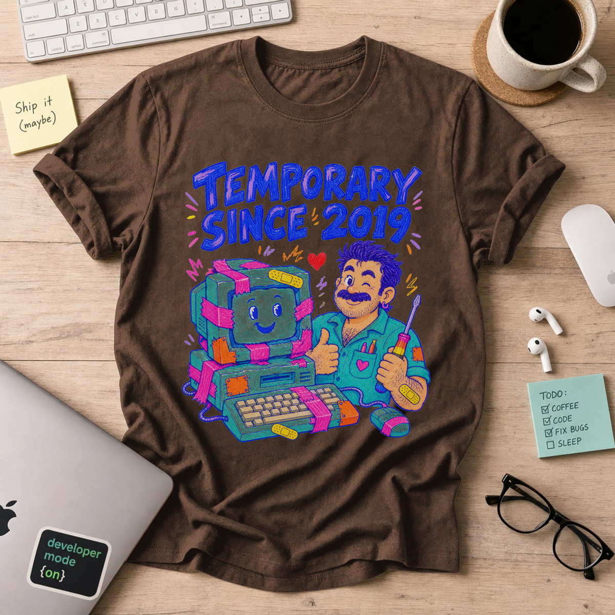 Temporary Since 2019 Shirt — Dark Chocolate