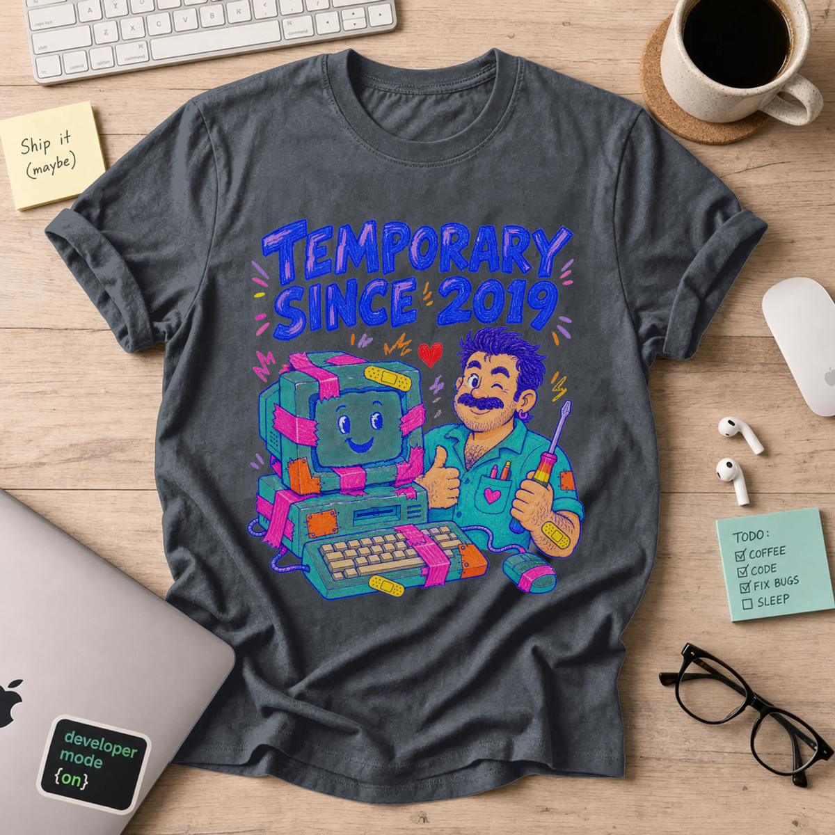 Temporary Since 2019 Shirt — Dark Heather